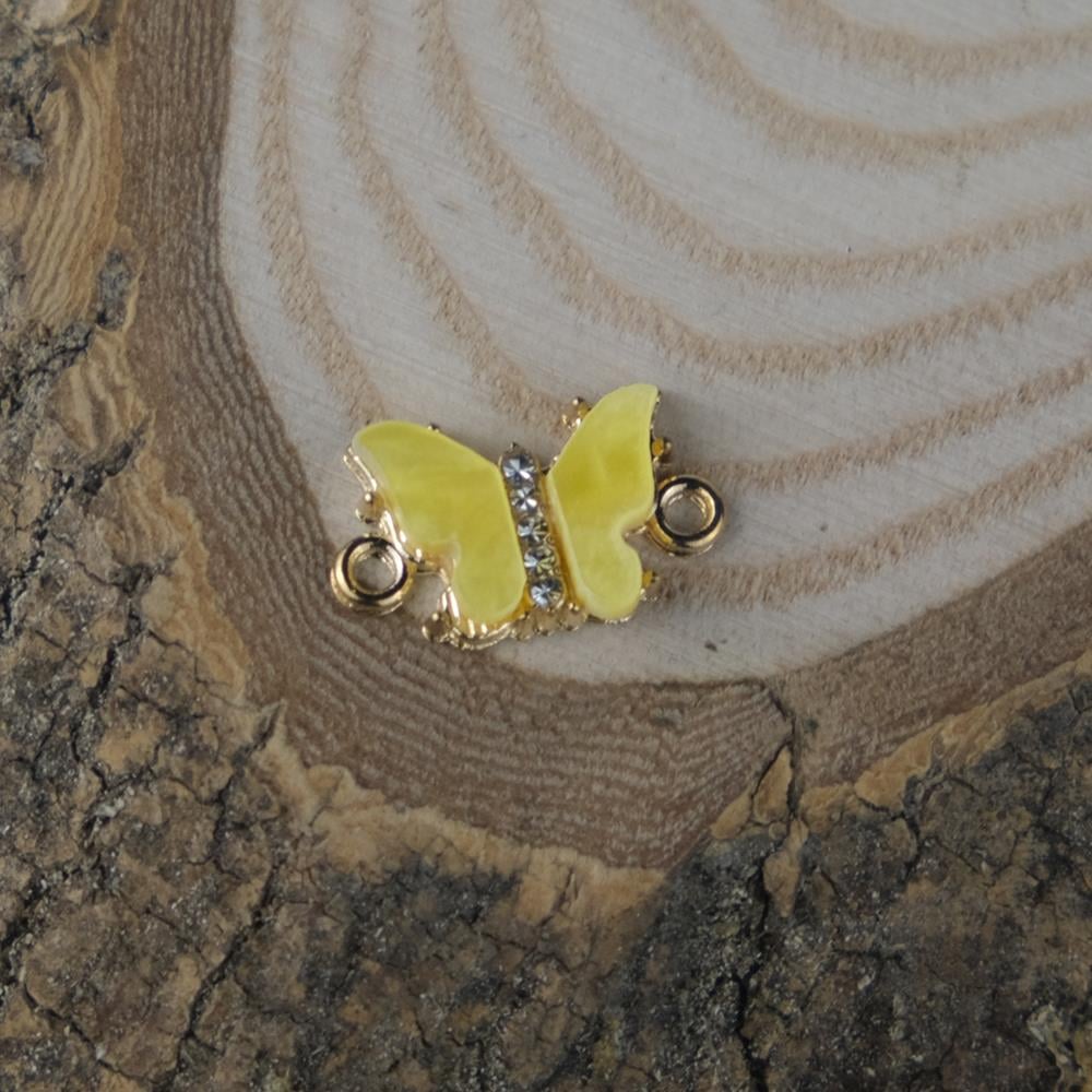 Gold Metal Sarı Sedef Kelebek Taş Detaylı Bileklik Aparatı