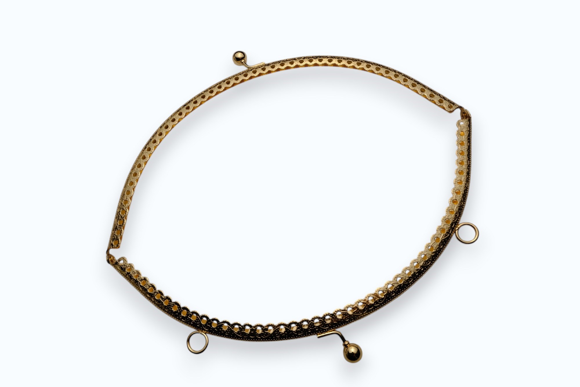 Gold Renk Metal Oval Çanta ve Cüzdan Klipsi 22 cm – Premium Dikiş ve El Yapımı Çanta Aksesuarı