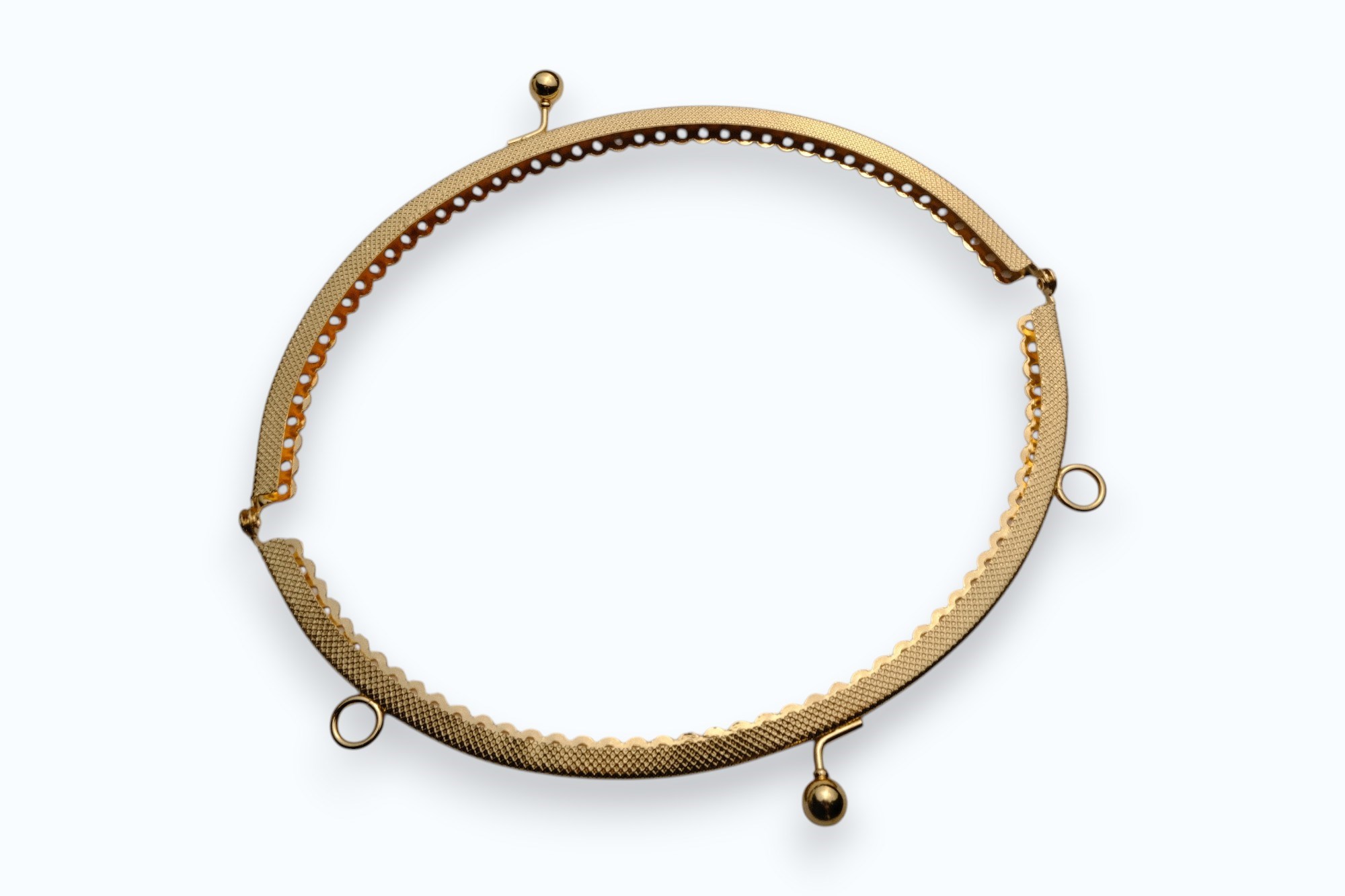 Gold Renk Metal Oval Çanta ve Cüzdan Klipsi 20 cm – Premium Dikiş ve El Yapımı Çanta Aksesuarı