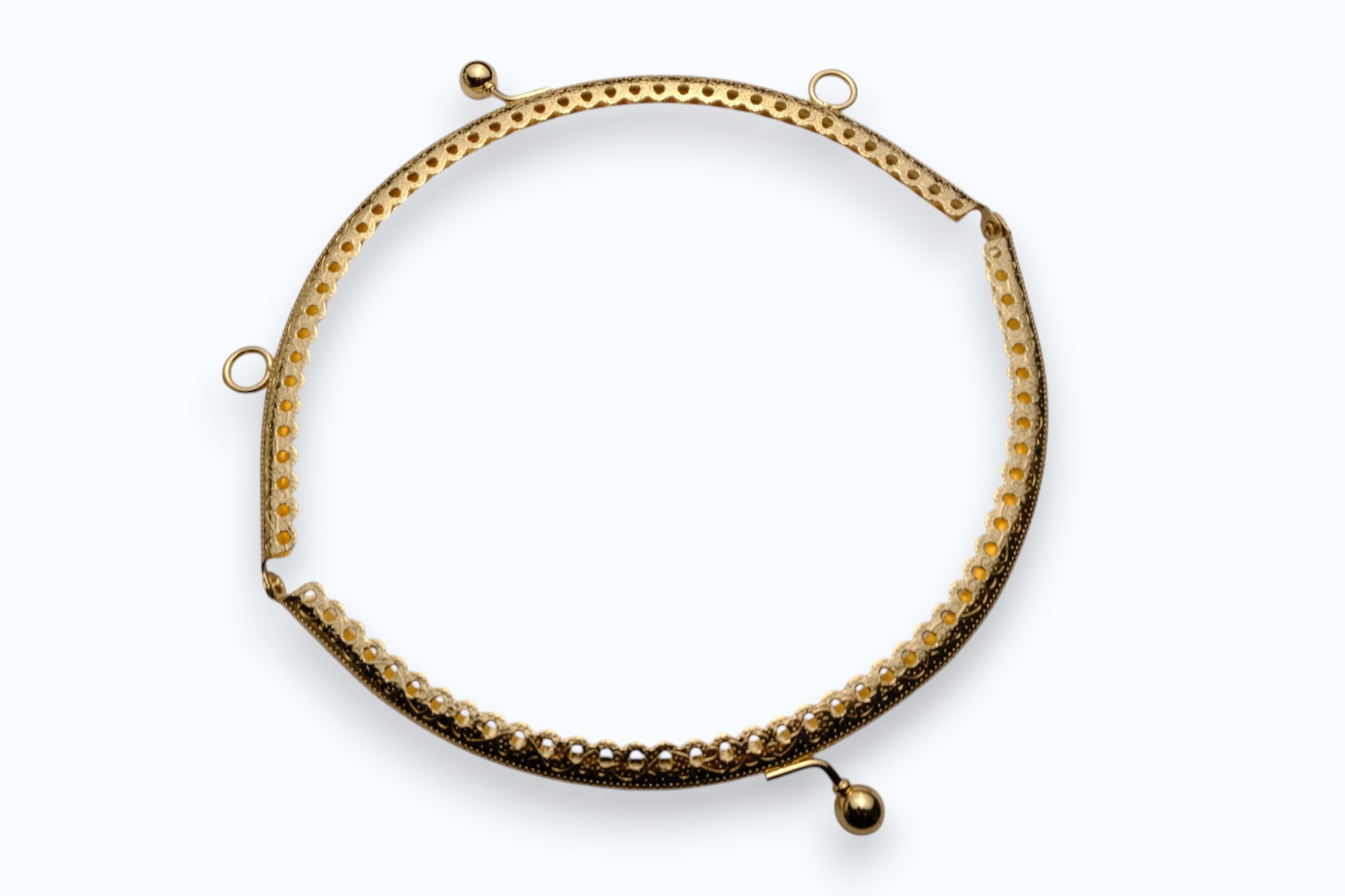 Gold Renk Metal Oval Çanta ve Cüzdan Klipsi 18 cm – Premium Dikiş ve El Yapımı Çanta Aksesuarı