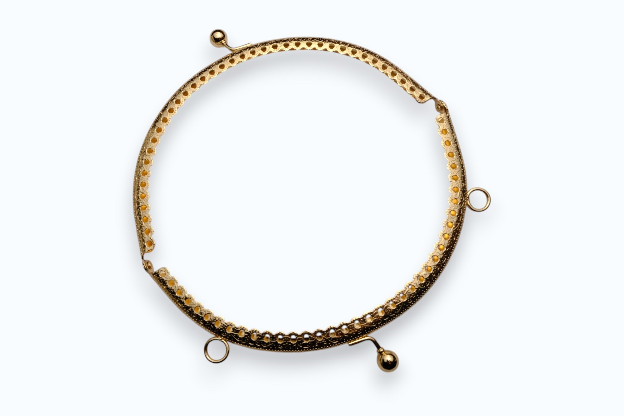 Gold Renk Metal Oval Çanta ve Cüzdan Klipsi 16 cm – Premium Dikiş ve El Yapımı Çanta Aksesuarı