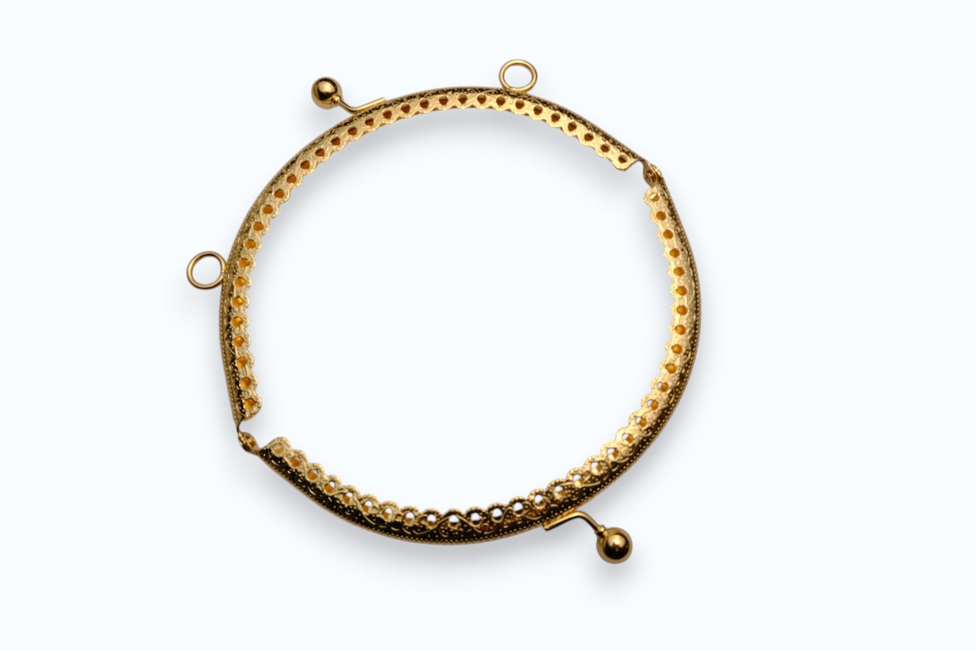 Gold Renk Metal Oval Çanta ve Cüzdan Klipsi 14 cm – Premium Dikiş ve El Yapımı Çanta Aksesuarı