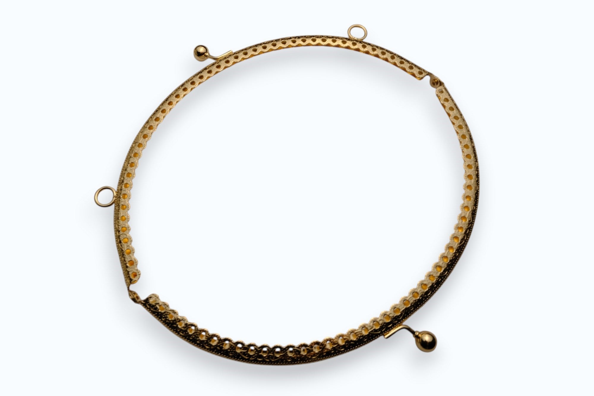 Gold Renk Metal Oval Çanta ve Cüzdan Klipsi 20 cm – Premium Dikiş ve El Yapımı Çanta Aksesuarı