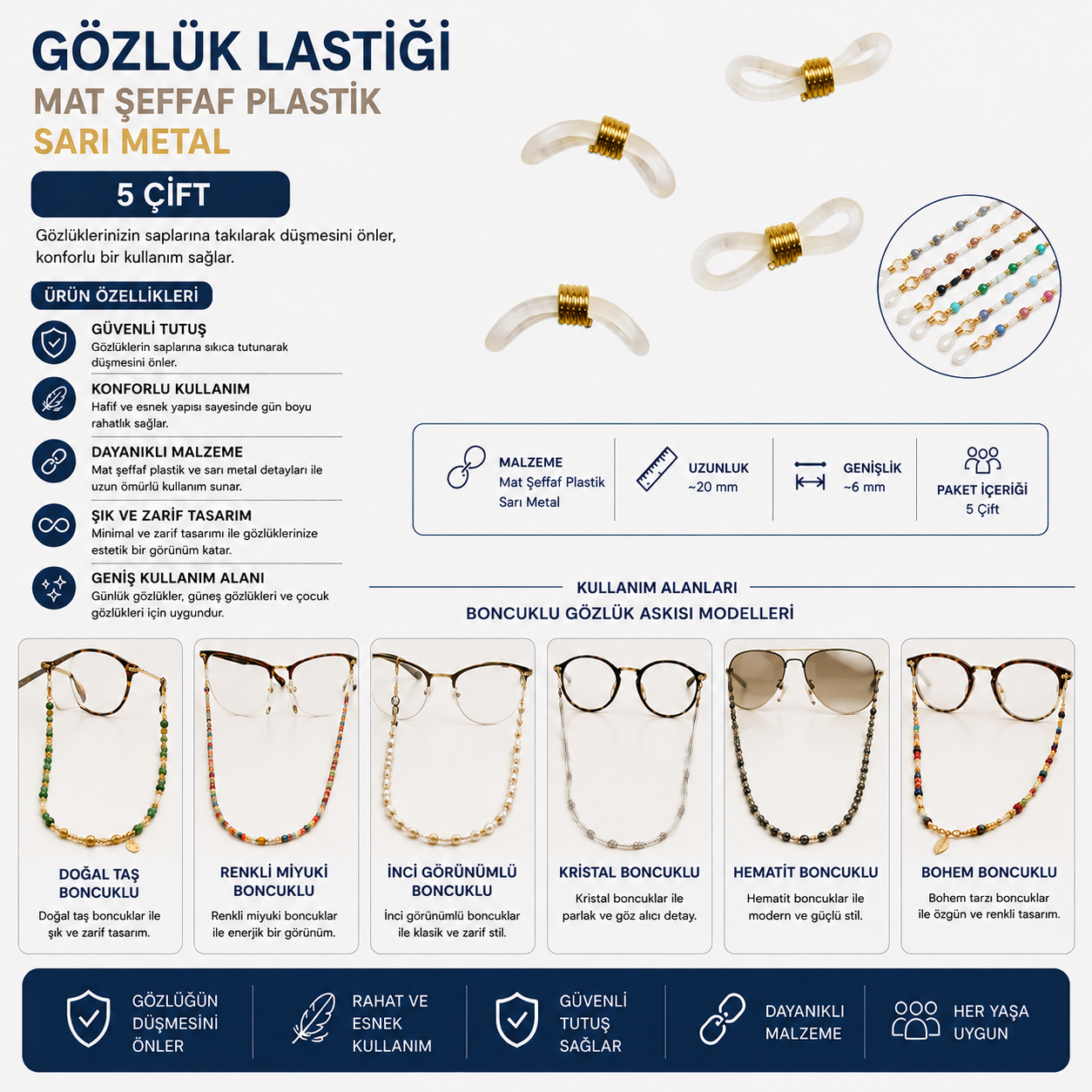 Gözlük Lastiği 02 - 5 Çift