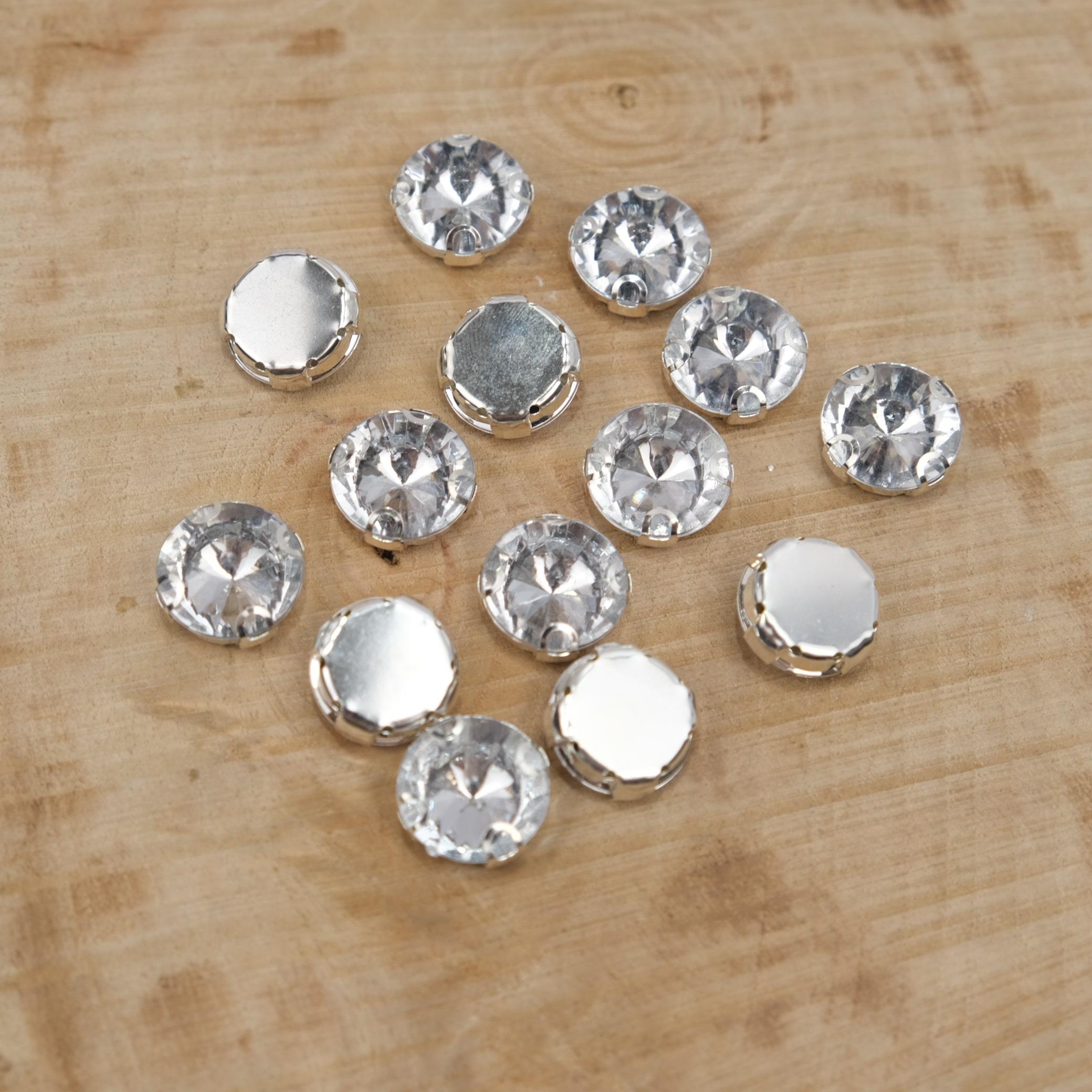 Gümüş Renk Yuvarlak Metal Kasalı Dikme Taş Beyoğlu Taşı 25 Adet