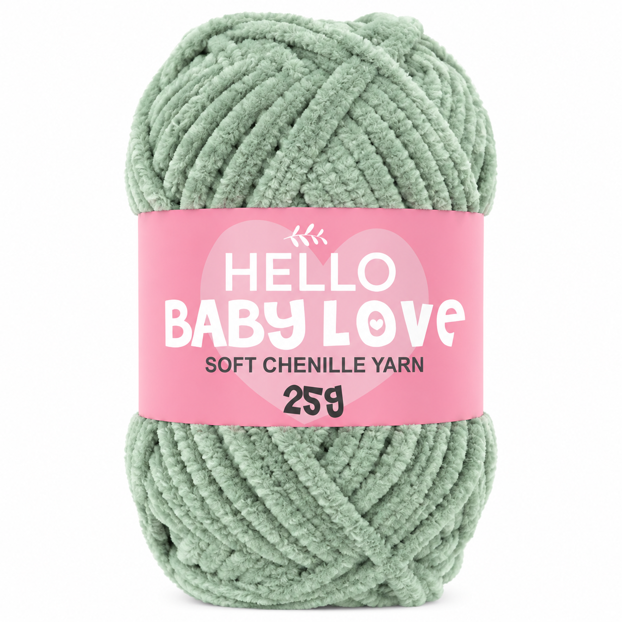 Hello Baby Love 25 Gr Şönil İplik 212 Ada Çayı Yeşili – Yumuşak Peluş Örgü Punch ve Amigurumi İpi