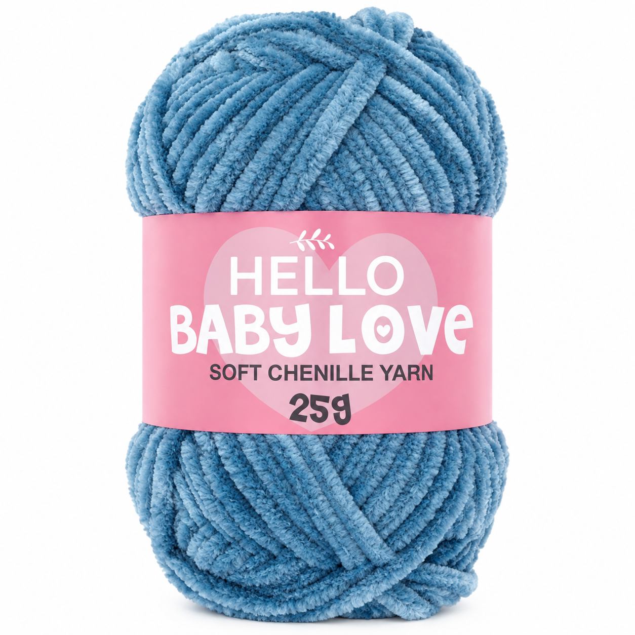 Hello Baby Love 25 Gr Şönil İplik 216 Denim Mavi Yumuşak Peluş Örgü Punch ve Amigurumi İpi