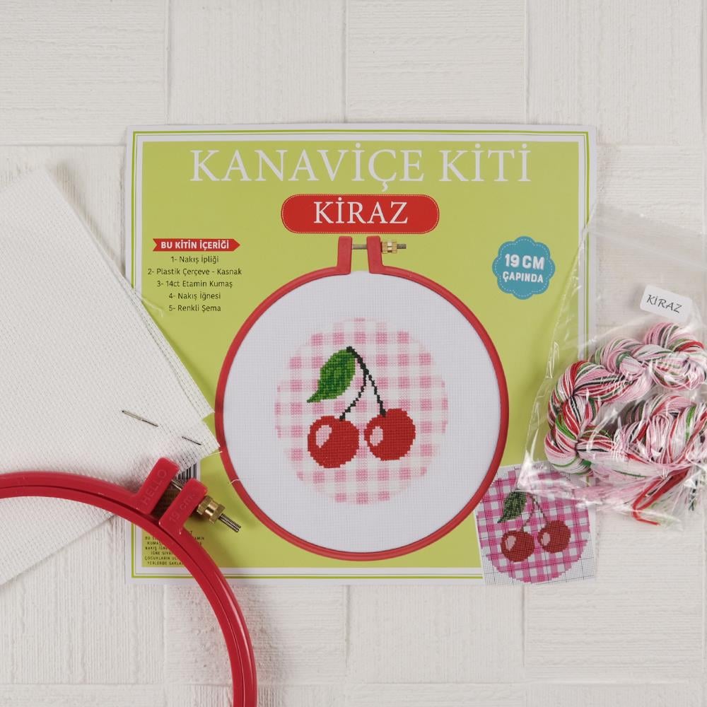 Kanaviçe Nakış Kiti Kiraz 19 Cm