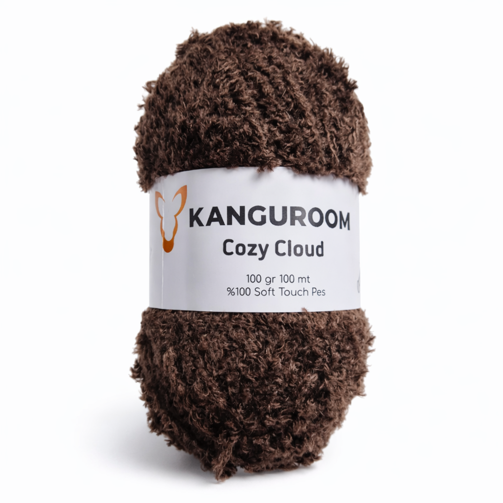 Kanguroom Cozy Cloud Peluş El Örgü İpi Kahve Çekirdeği CC09