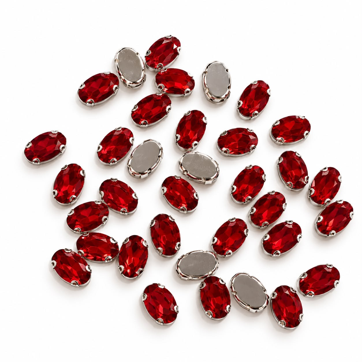 Kırmızı Oval Dikme Taş 10 × 14 mm – 100 Adet