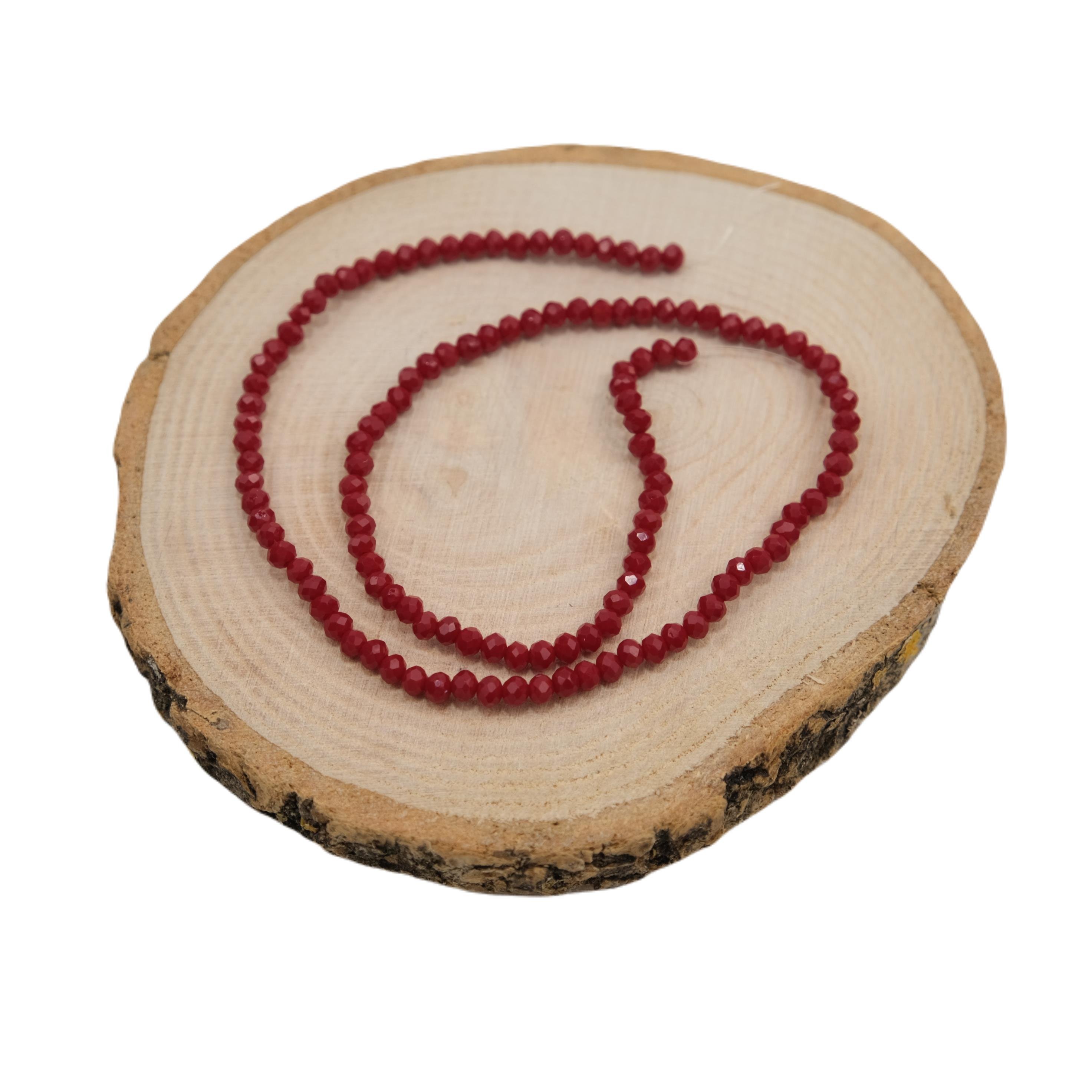 Kristal Boncuk 3 mm Bordo Renk 