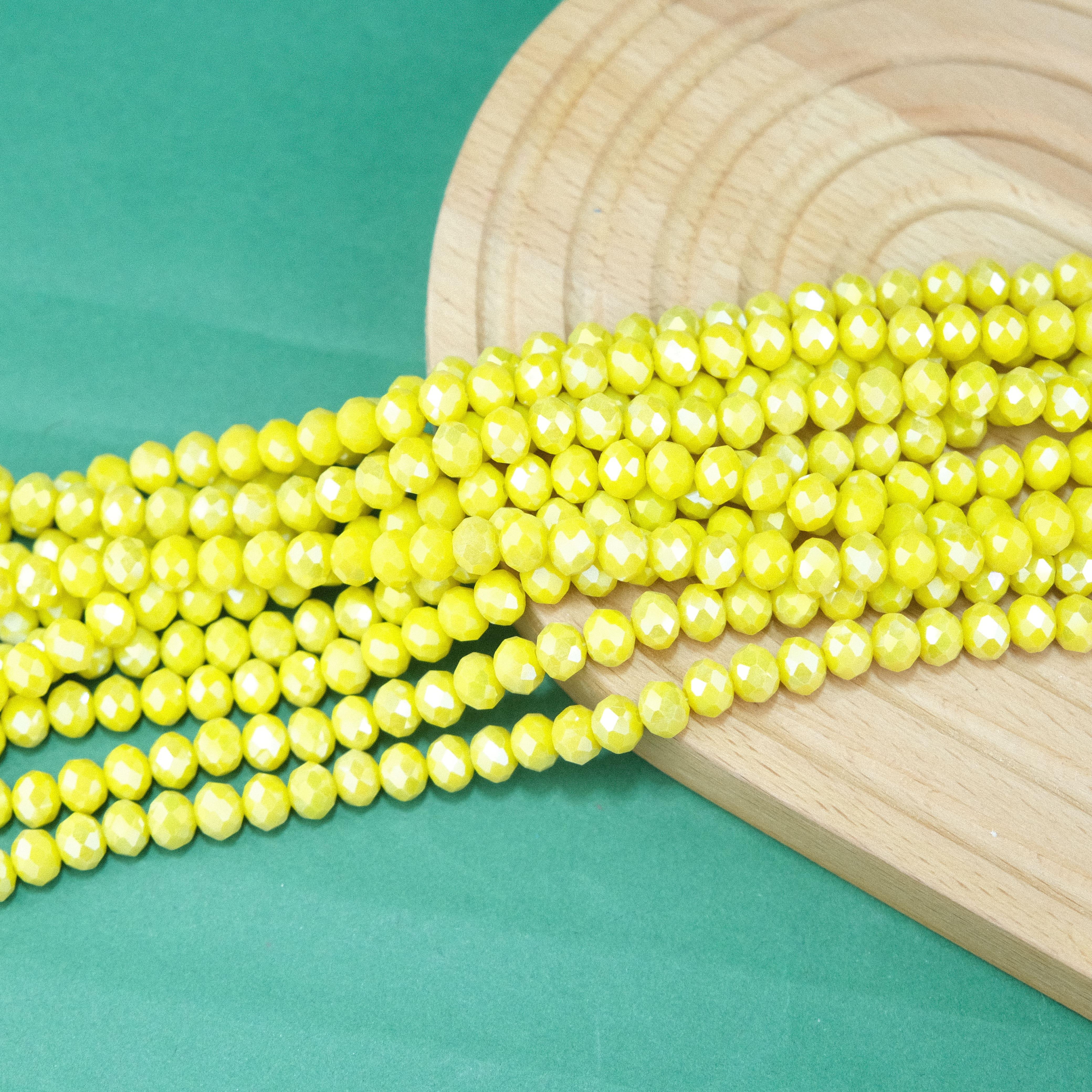 Kristal Boncuk 8 mm Janjanlı Sarı