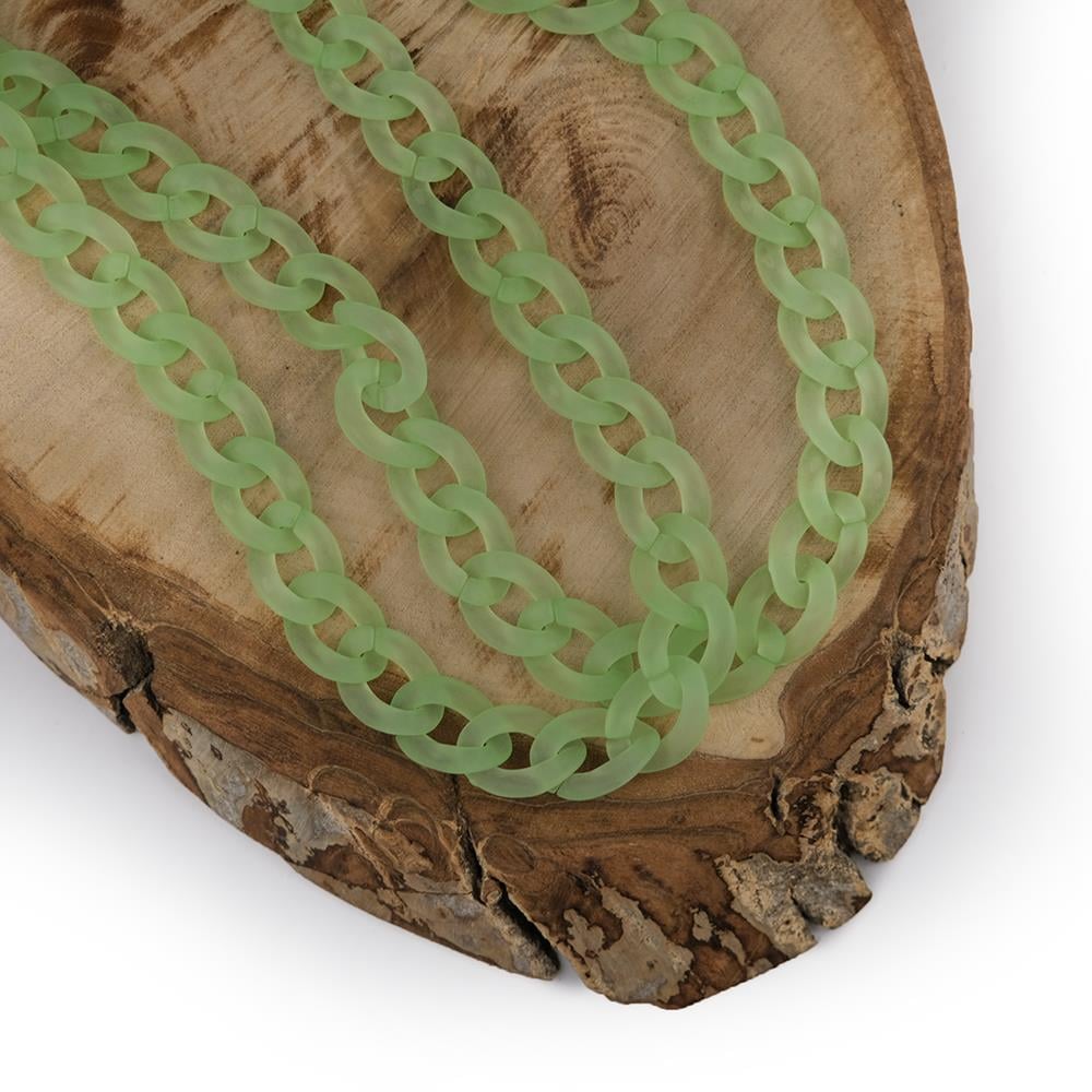 Mat Şeffaf Yeşil Plastik Zincir Geçmeli Çanta ve Aksesuar Zinciri