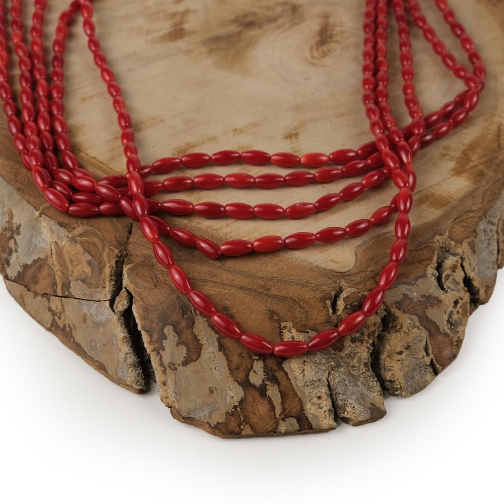 Mercan Taşı Arpa Şekilli Doğal Taş Dizisi 7 mm