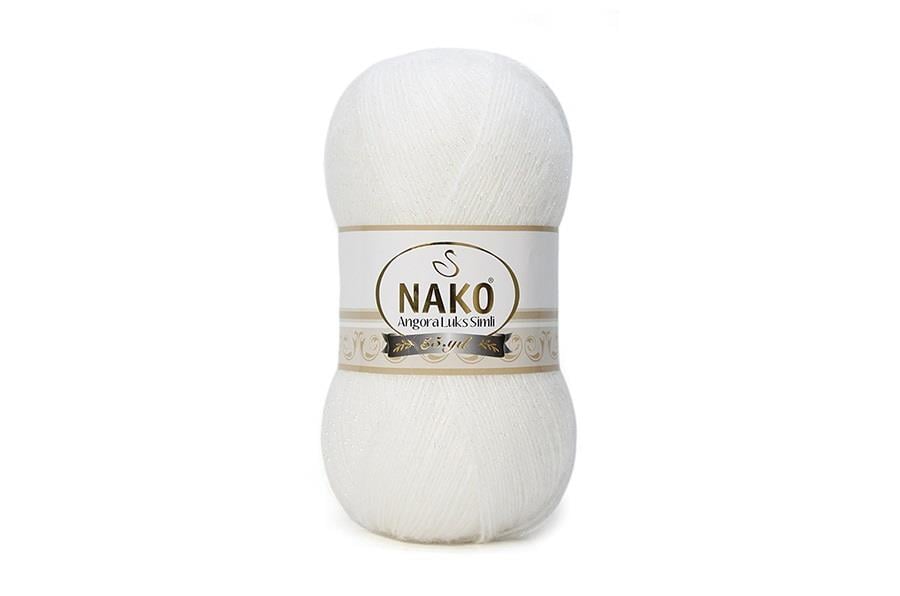 Nako Angora Luks Simli Beyaz-208