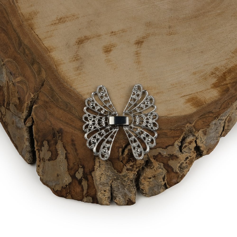 Parlak Gümüş Kelebek Kilit