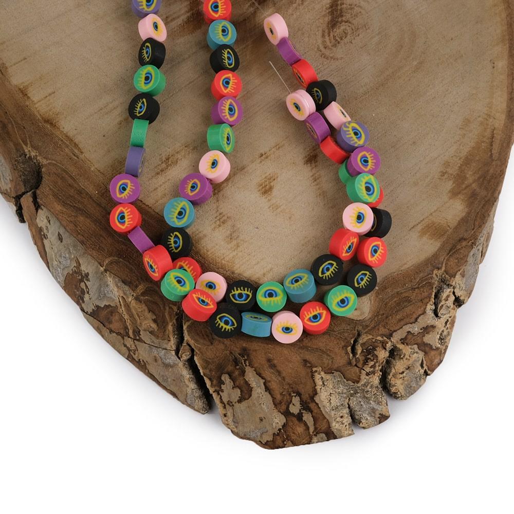 Polimer Kil Fimo Boncuk 10 mm Göz Model Fimo Boncuk 40 Adet