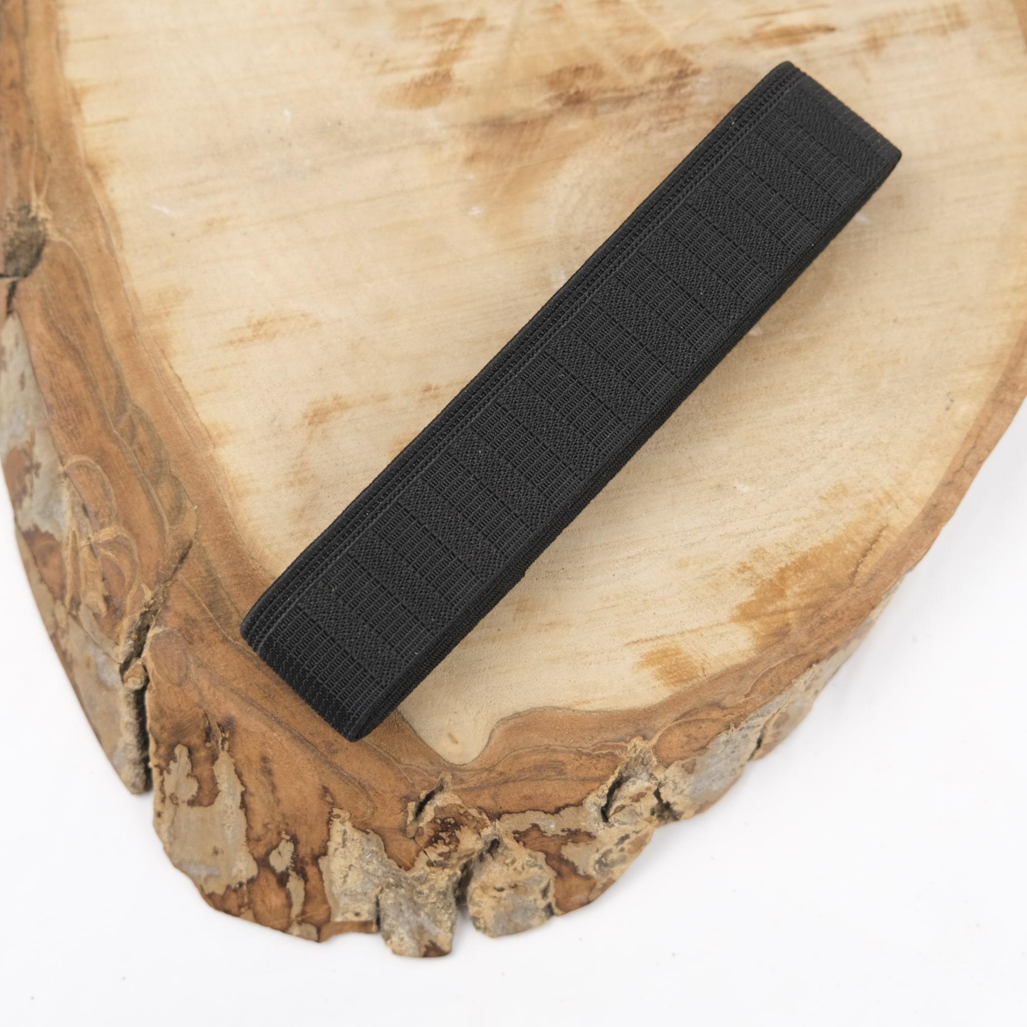 Polyester 2.5 cm Siyah Bel Paça Yassı Geniş Lastik Lateks Ürün - Elastik Bant - Don Lastiği 1 Metre