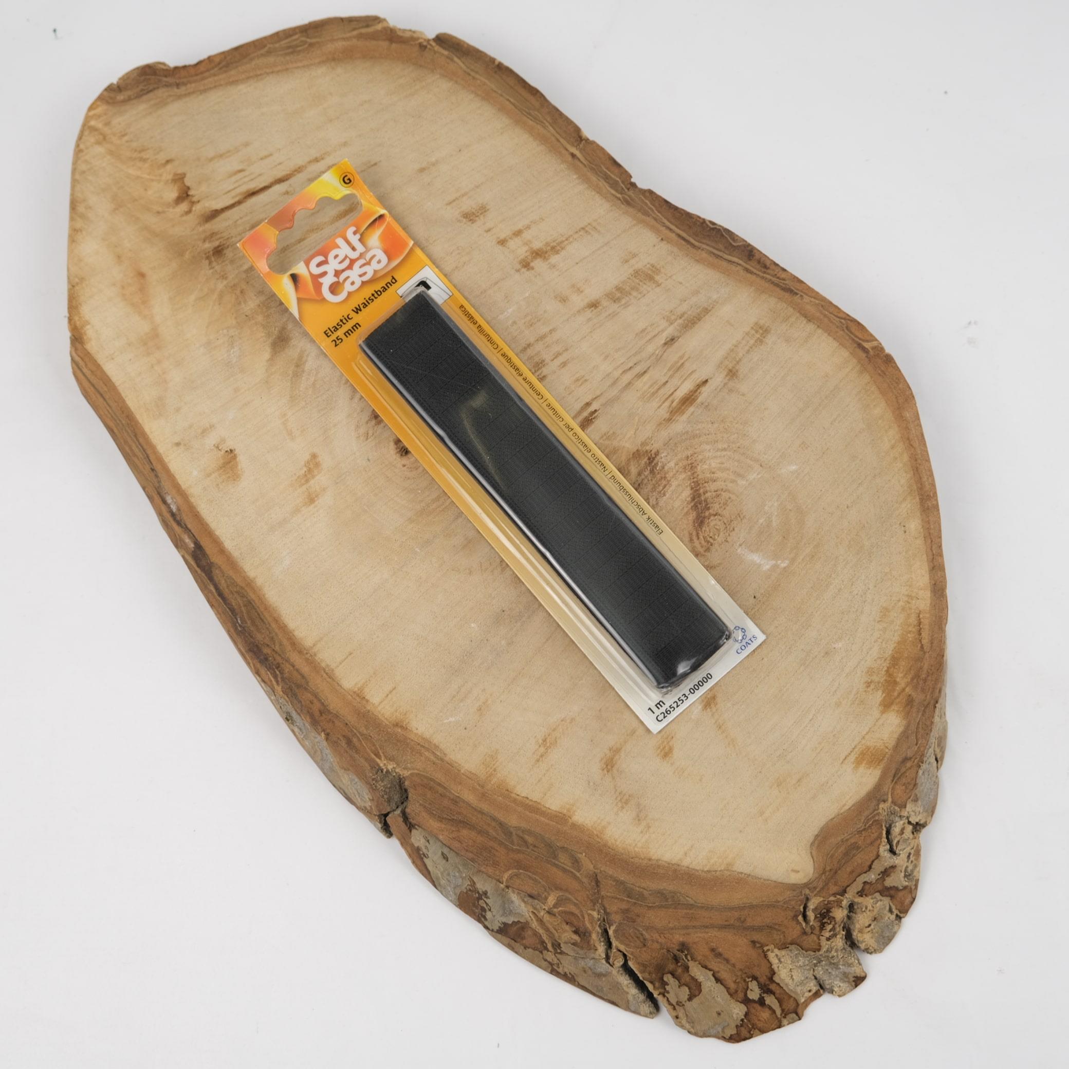 Polyester 2.5 cm Siyah Bel Paça Yassı Geniş Lastik Lateks Ürün - Elastik Bant - Don Lastiği 1 Metre