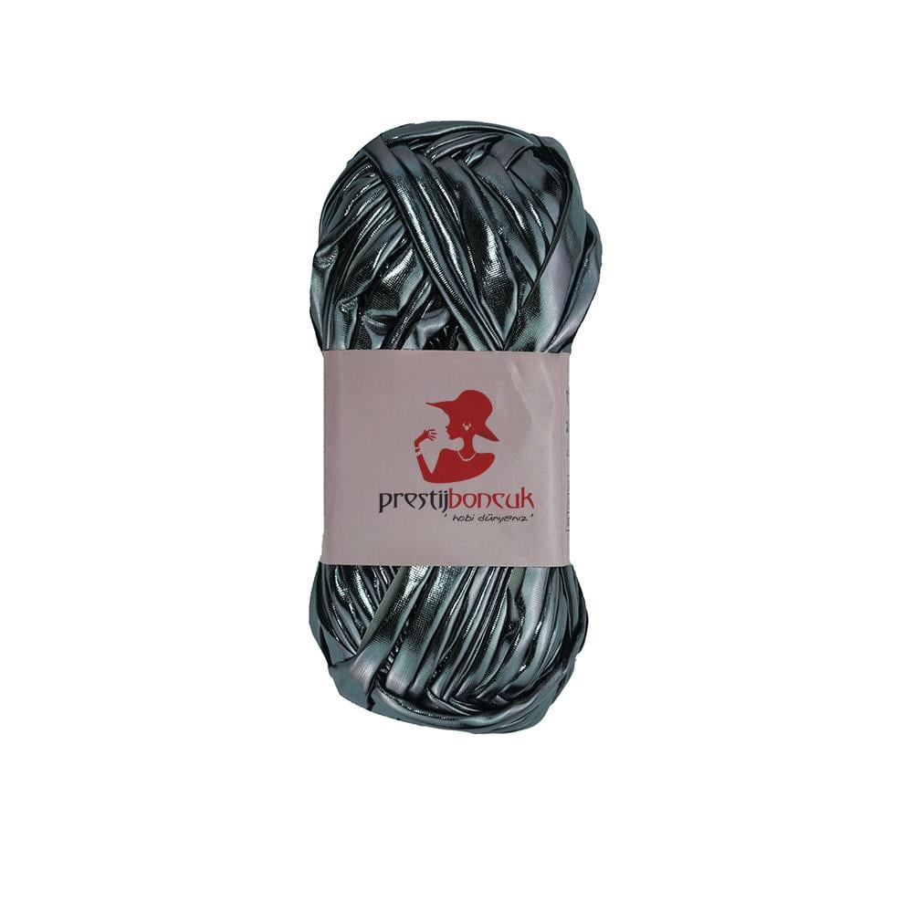 Premium Deri Görünümlü Metalik Penye İp Çanta ve Hobi Örgü İpi Füme Renk 