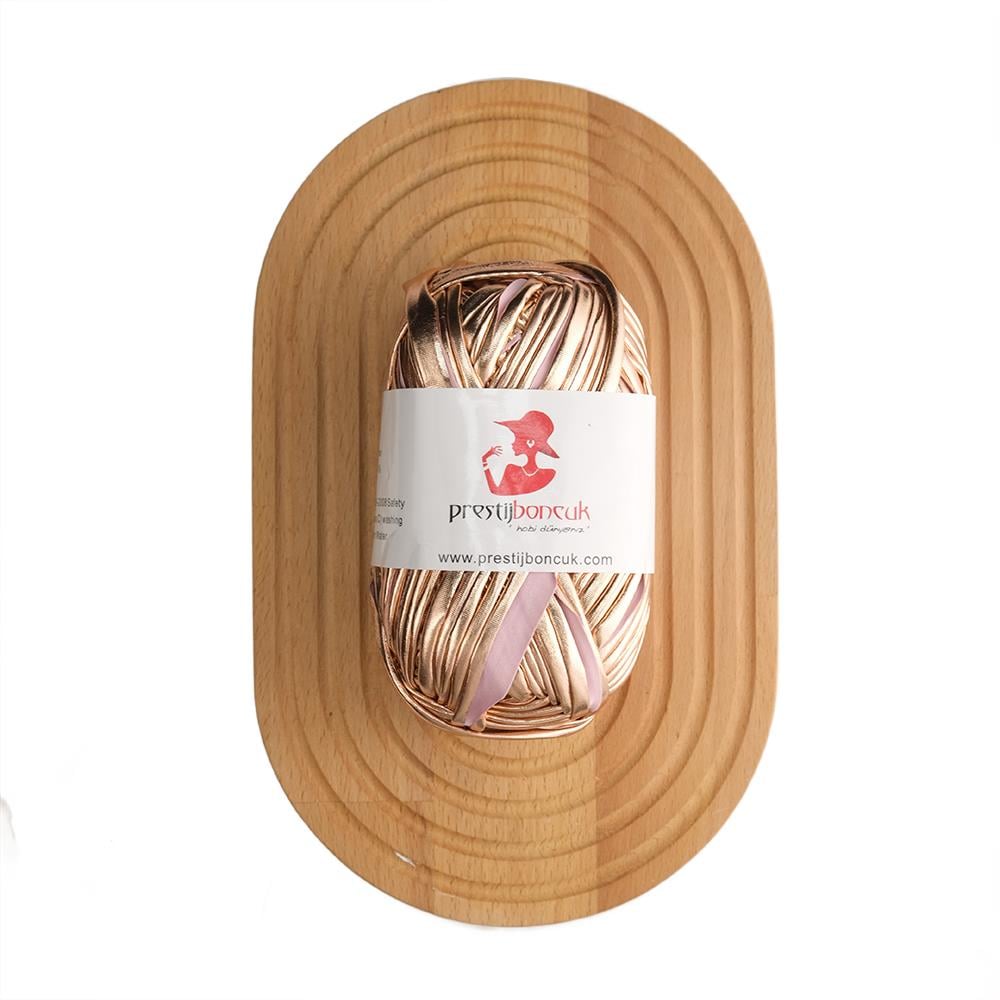 Premium Deri Görünümlü Metalik Penye İp Çanta ve Hobi Örgü İpi Çift Taraflı Rose Renk