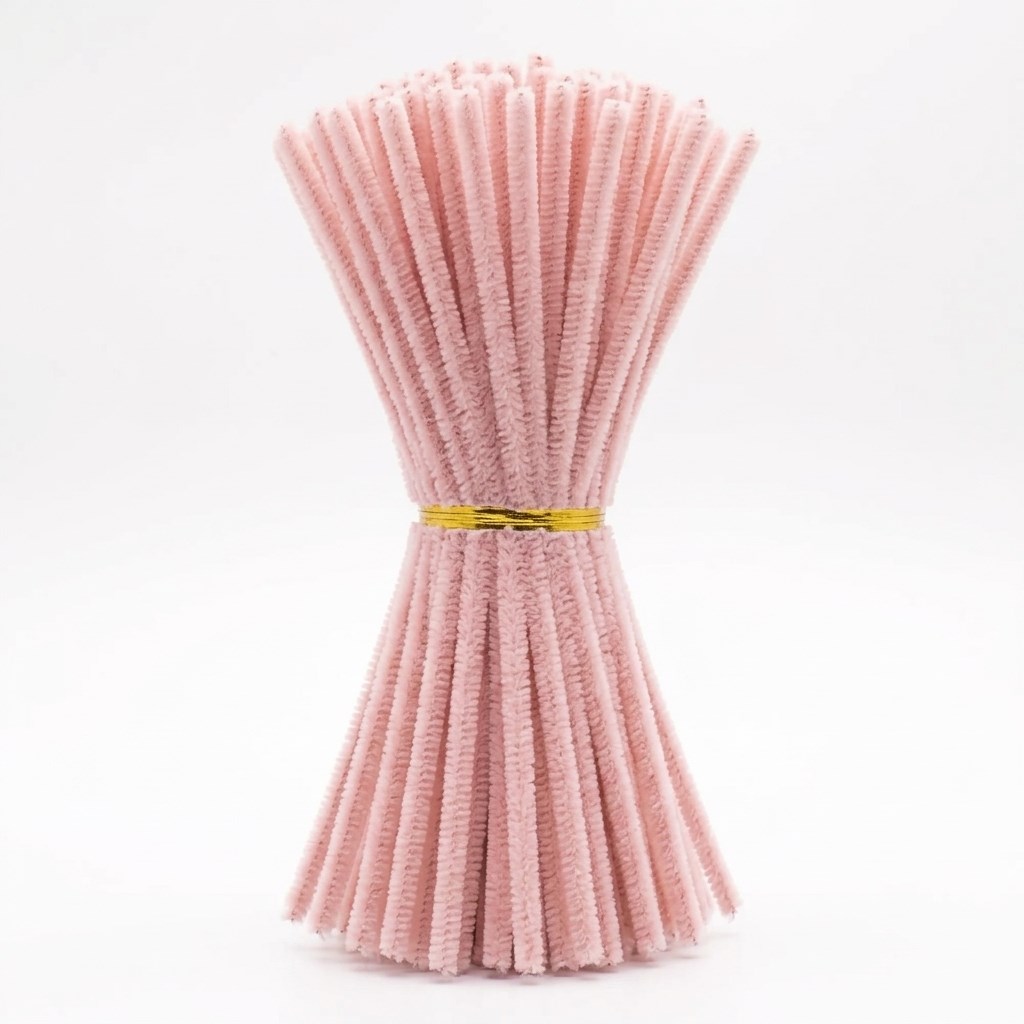 Pudra Pembe Şönil / Tüylü Tel (100'lü Paket)