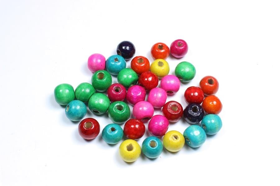 Renkli Ahşap Boncuk 12 mm