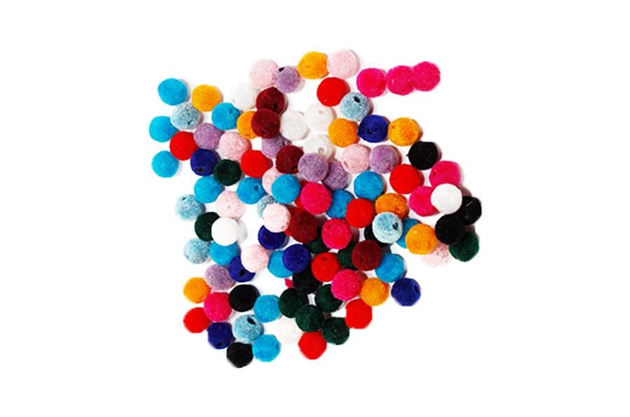 Renkli Kadife Plastik Boncuk 8mm