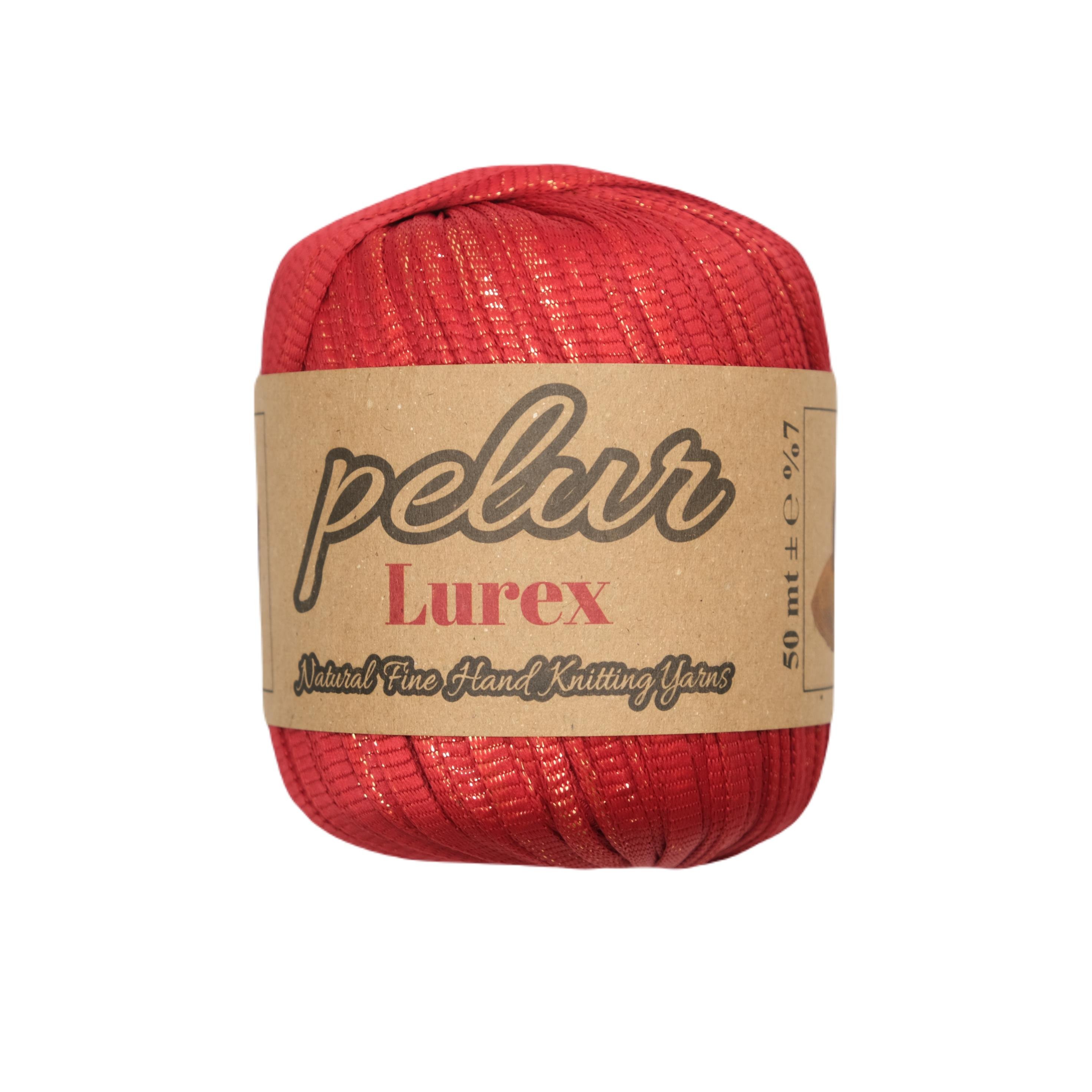 Ribbon Lurex Janjan Kırmızı El Örgü İpi