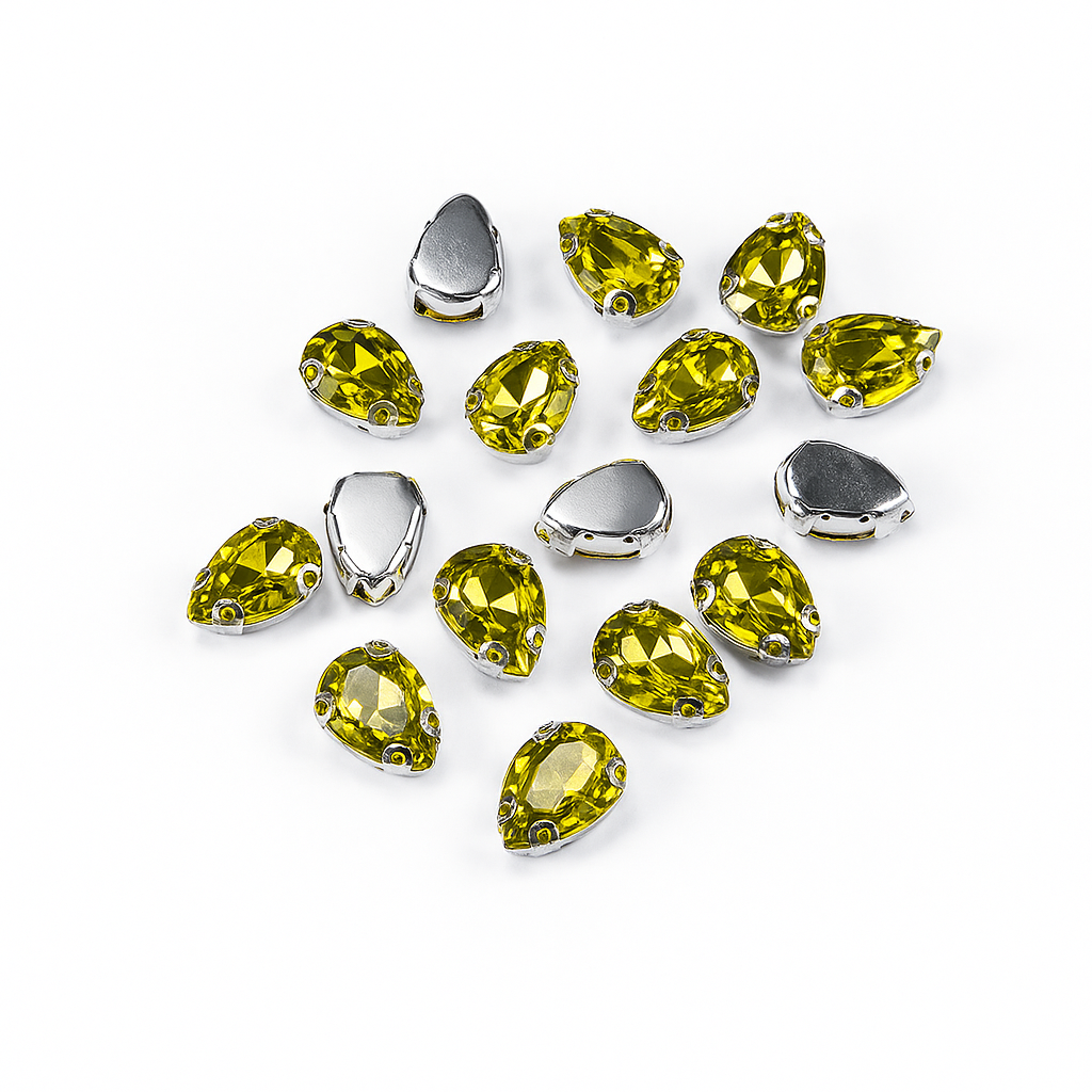 Sarı Renk Damla Dikme Taş 10 x 14 mm 100 Adet