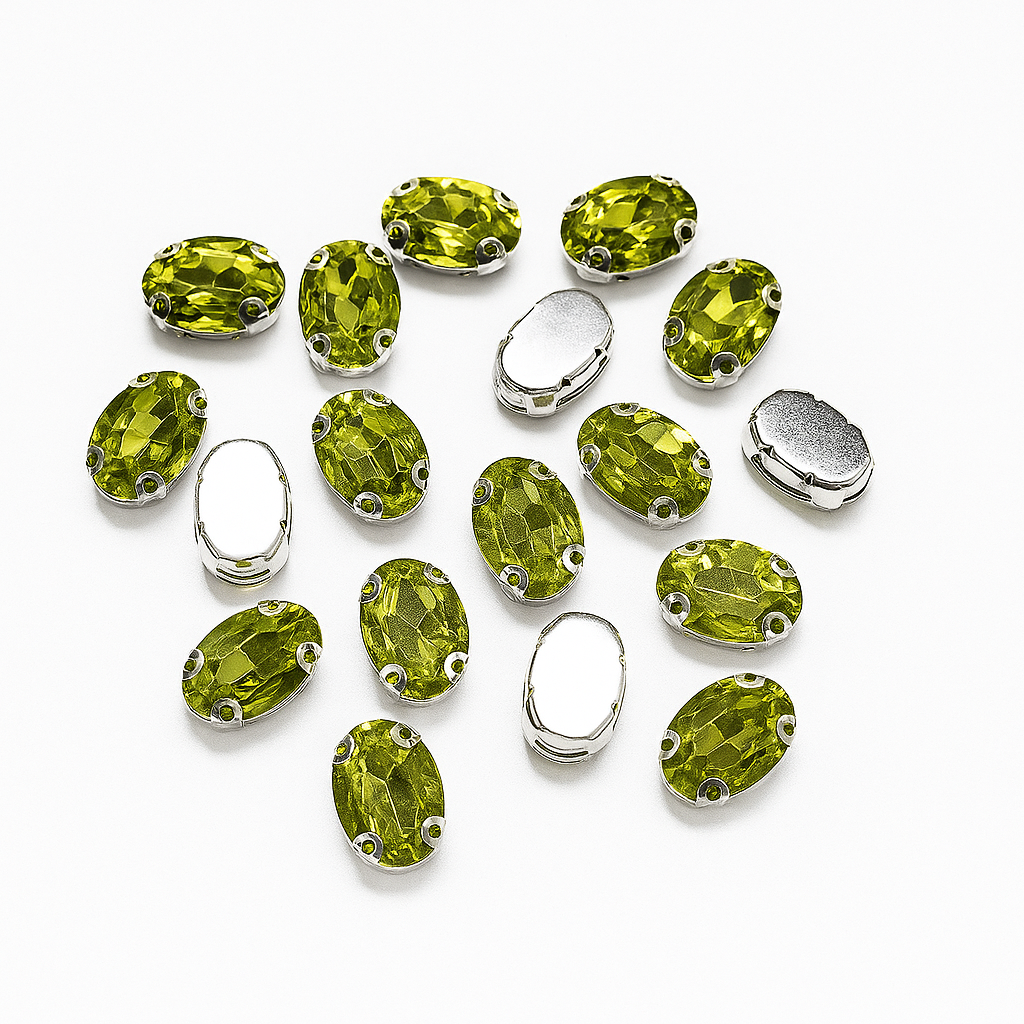 Sarı Renk Oval Dikme Taş 10 x 14 mm 100 Adet