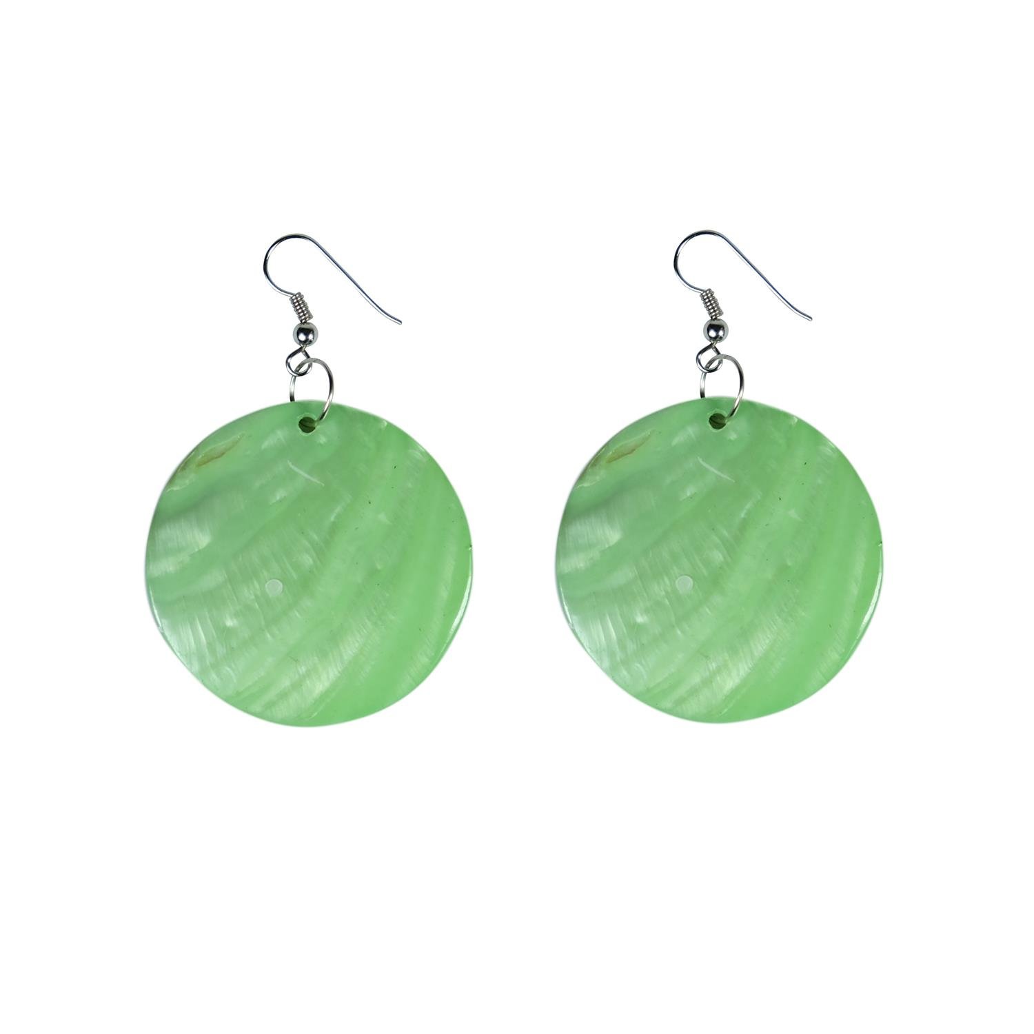 Sedef Yuvarlak Küpe  Yeşil