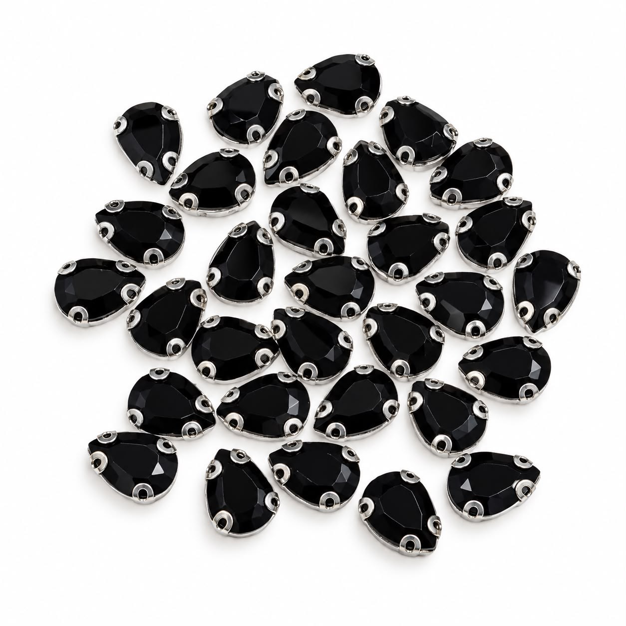 Siyah Renk Damla Dikme Taş 10 x 14 mm 100 Adet