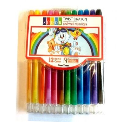 Südor Mum Pastel Boya Twist Crayon Çevirmeli 12 Renk