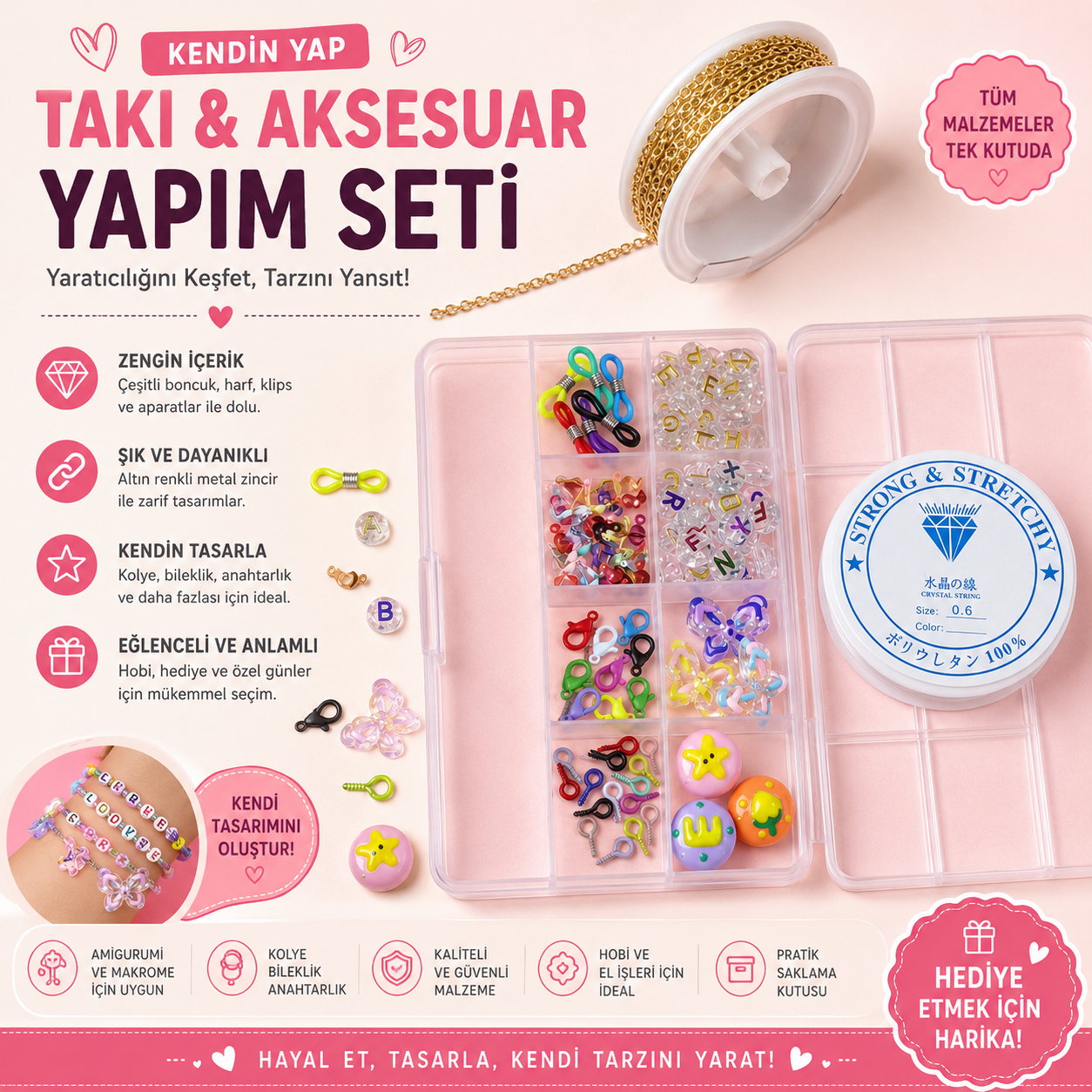 Takı Aksesuar Yapım Seti  85 Parça Kendin Yap Seti