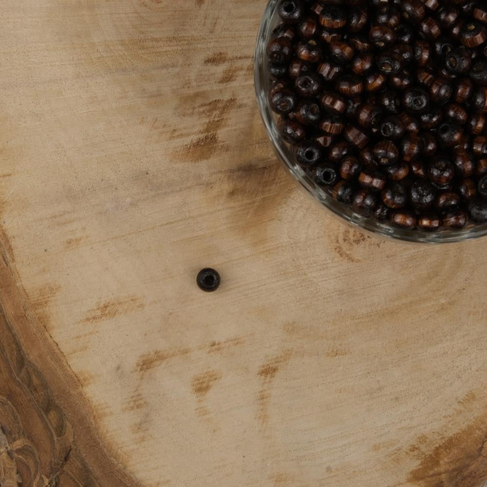 Vernikli Koyu Kahve Ahşap Boncuk 6 mm İşlenmemiş Ahşap Boncuk 1 Kg