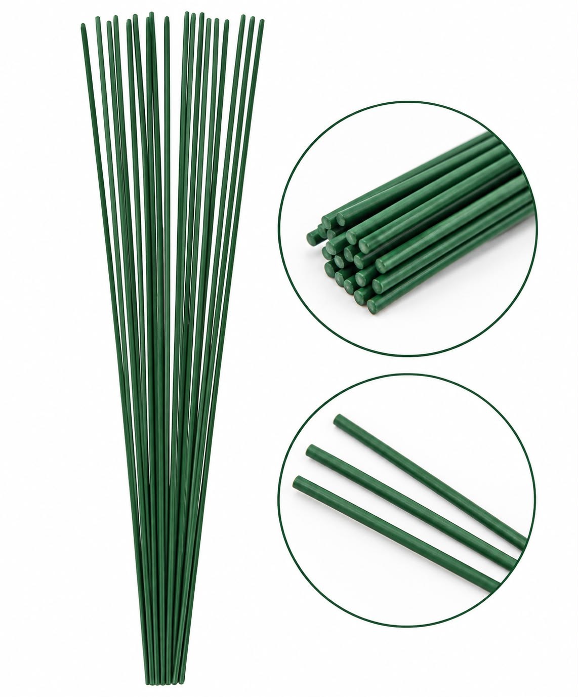 Yeşil Çiçek Teli 40 cm - 10'lu Paket (Çiçek Sapı / Çiçekçilik Teli)