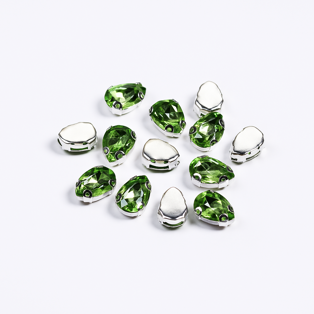 Yeşil Renk Damla Dikme Taş 10 x 14 mm 100 Adet