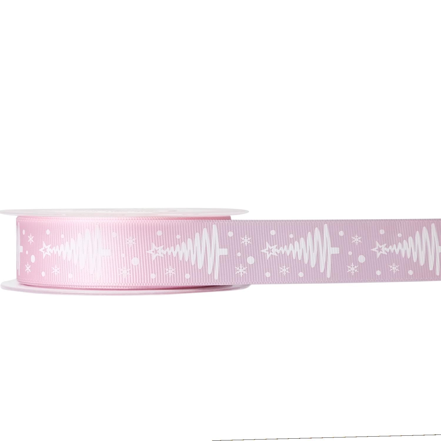 Yılbaşı Temalı Grogren Kurdele Pembe 25 mm