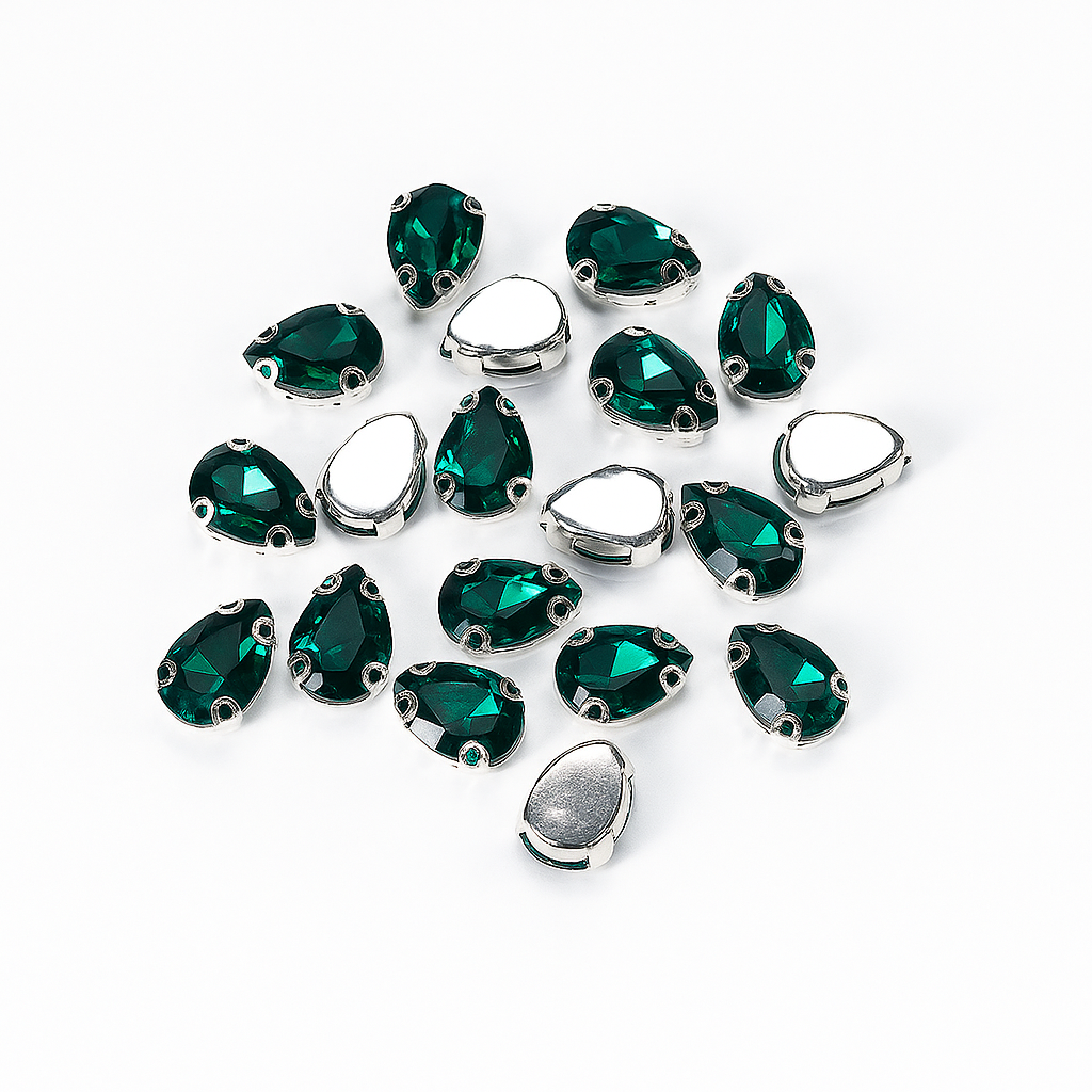 Zümrüt Yeşili Damla Dikme Taş 10 x 14 mm 100 Adet