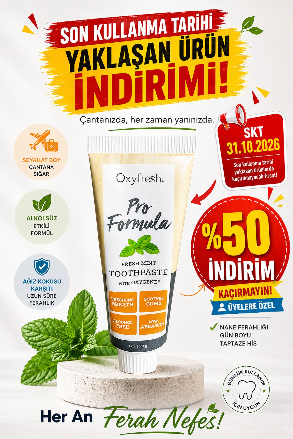 Florürsüz Diş Macunu Seyahat Boy 28 gr