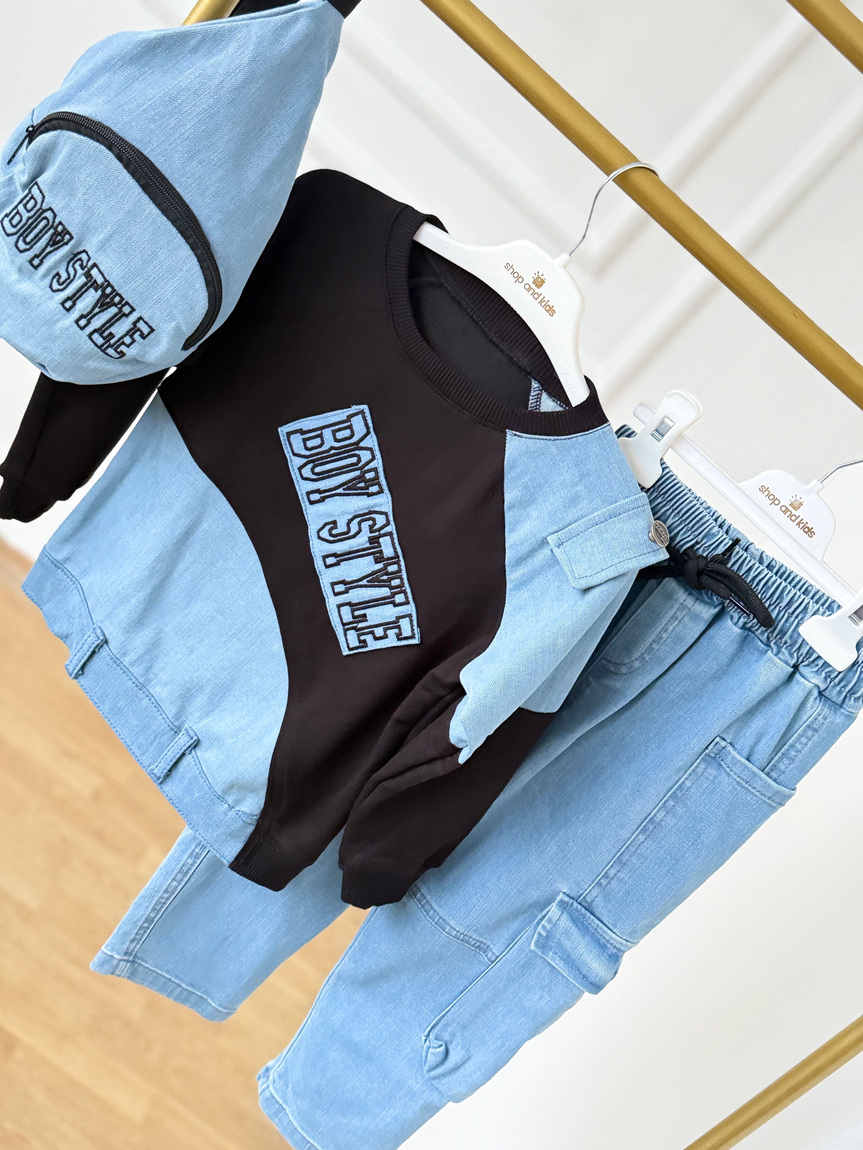 Boy Style Çantalı 3'lü Takım-Siyah(2-14yaş)