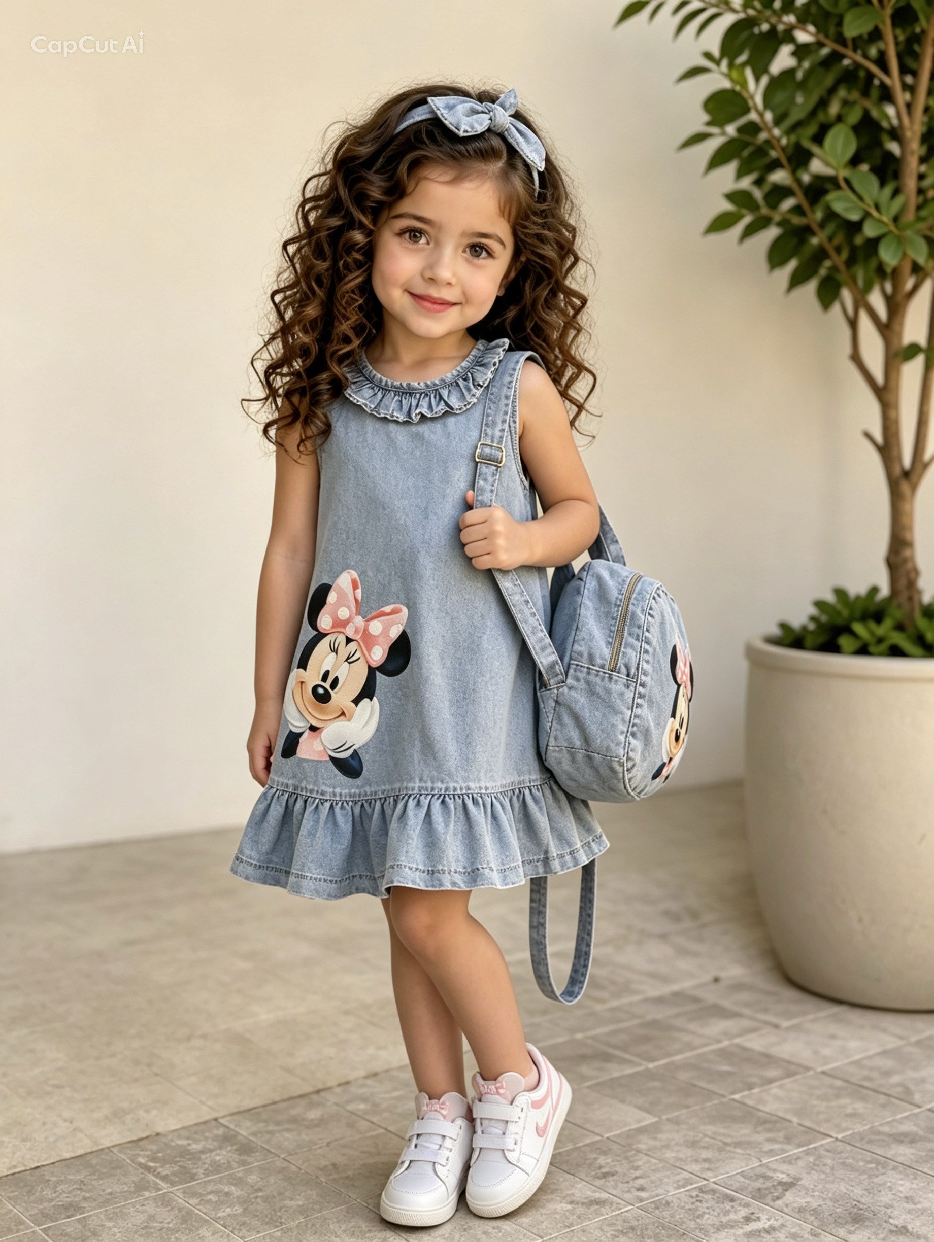 Çantalı Denim Elbise (51202) - Mavi (6-9yaş)