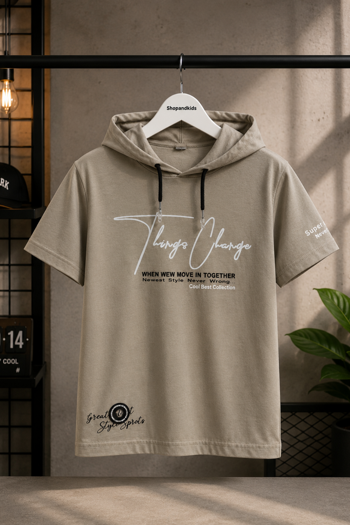 Cool Best Kapişonlu T-shirt -Kum Beji  (10-14 yaş aralığı)