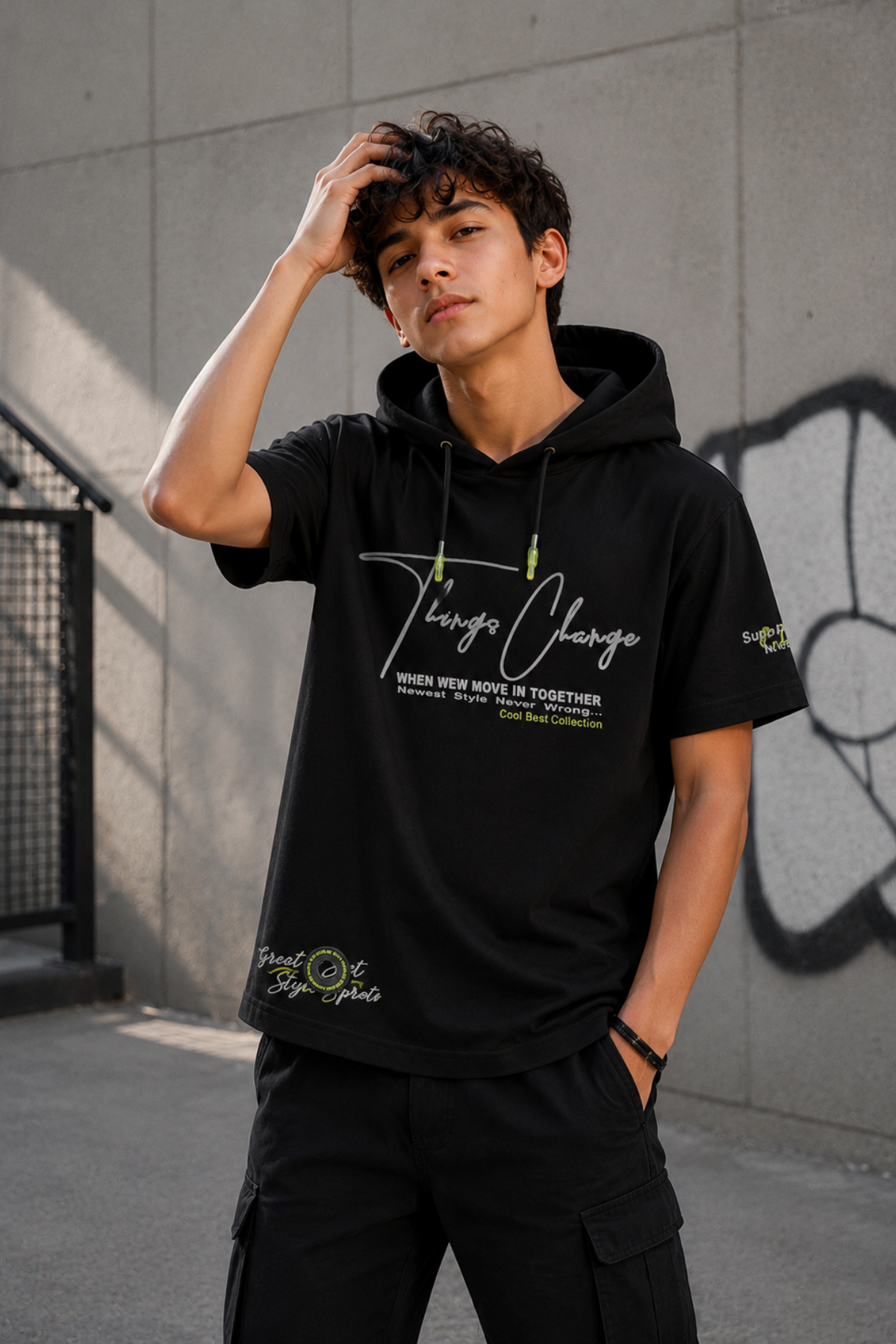 Cool Best Kapişonlu T-shirt - Siyah (10-14 yaş aralığı)