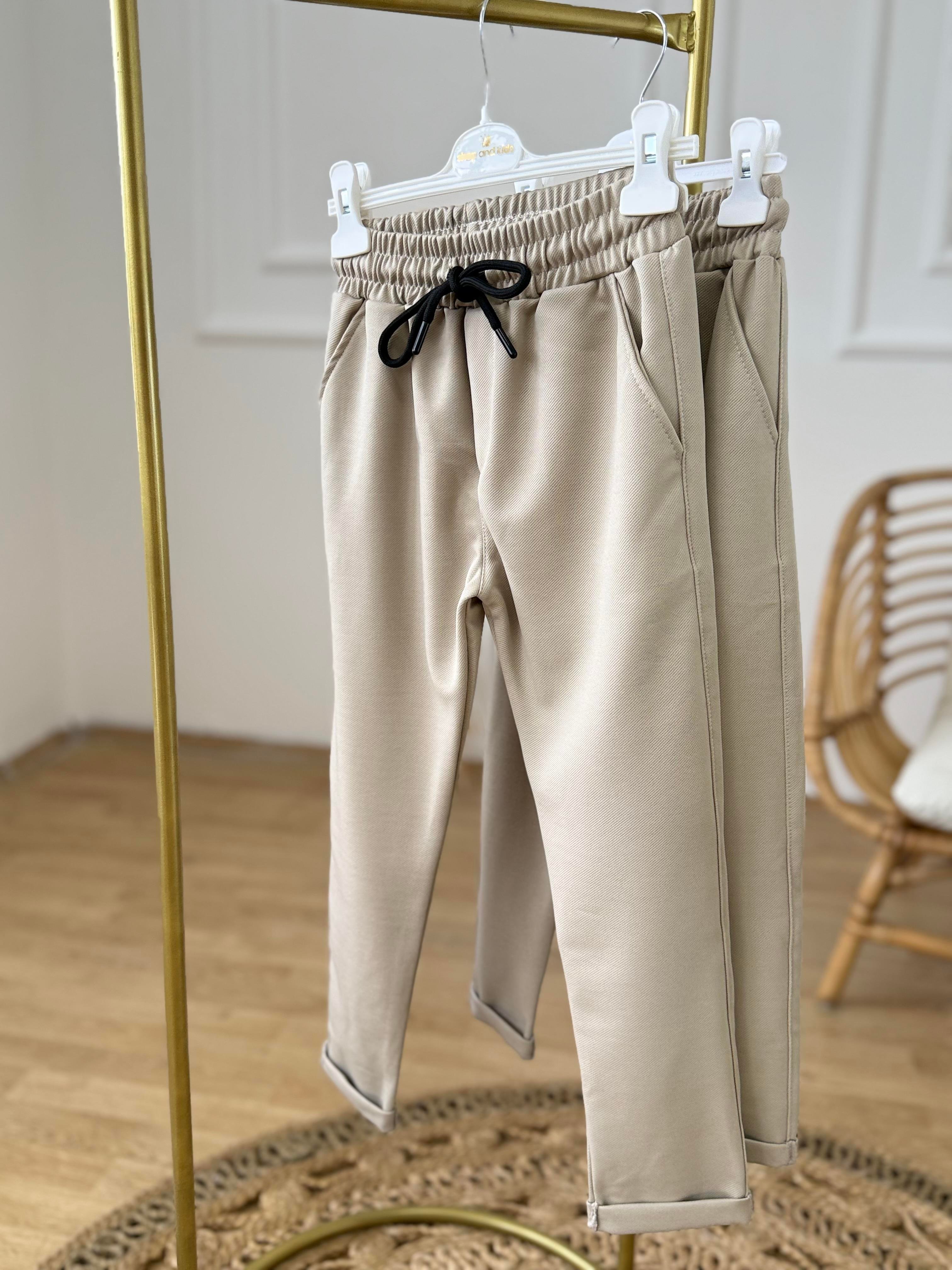 double Paça Bej Pantolon (6-16 yaş)