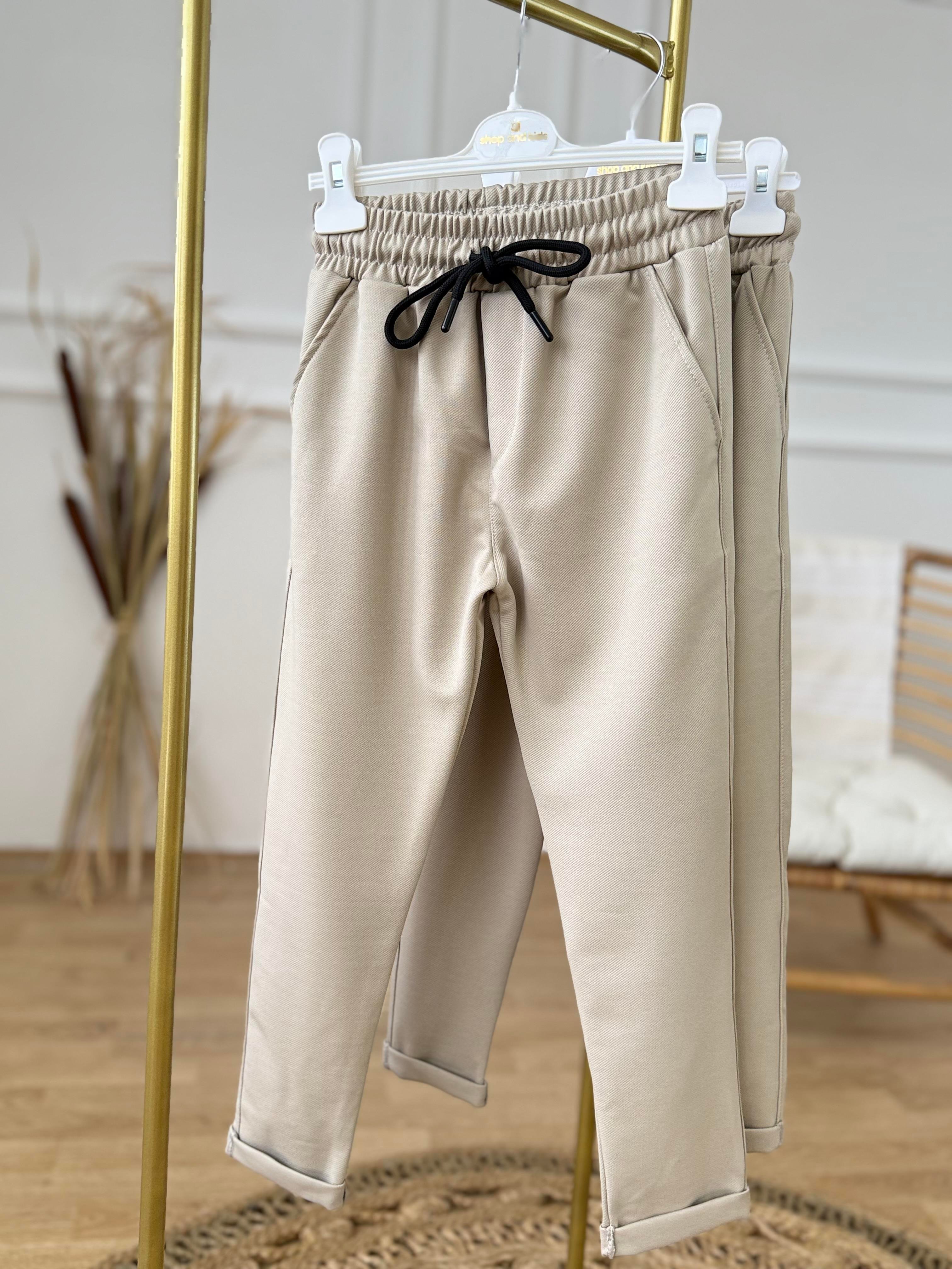 double Paça Bej Pantolon (6-16 yaş)
