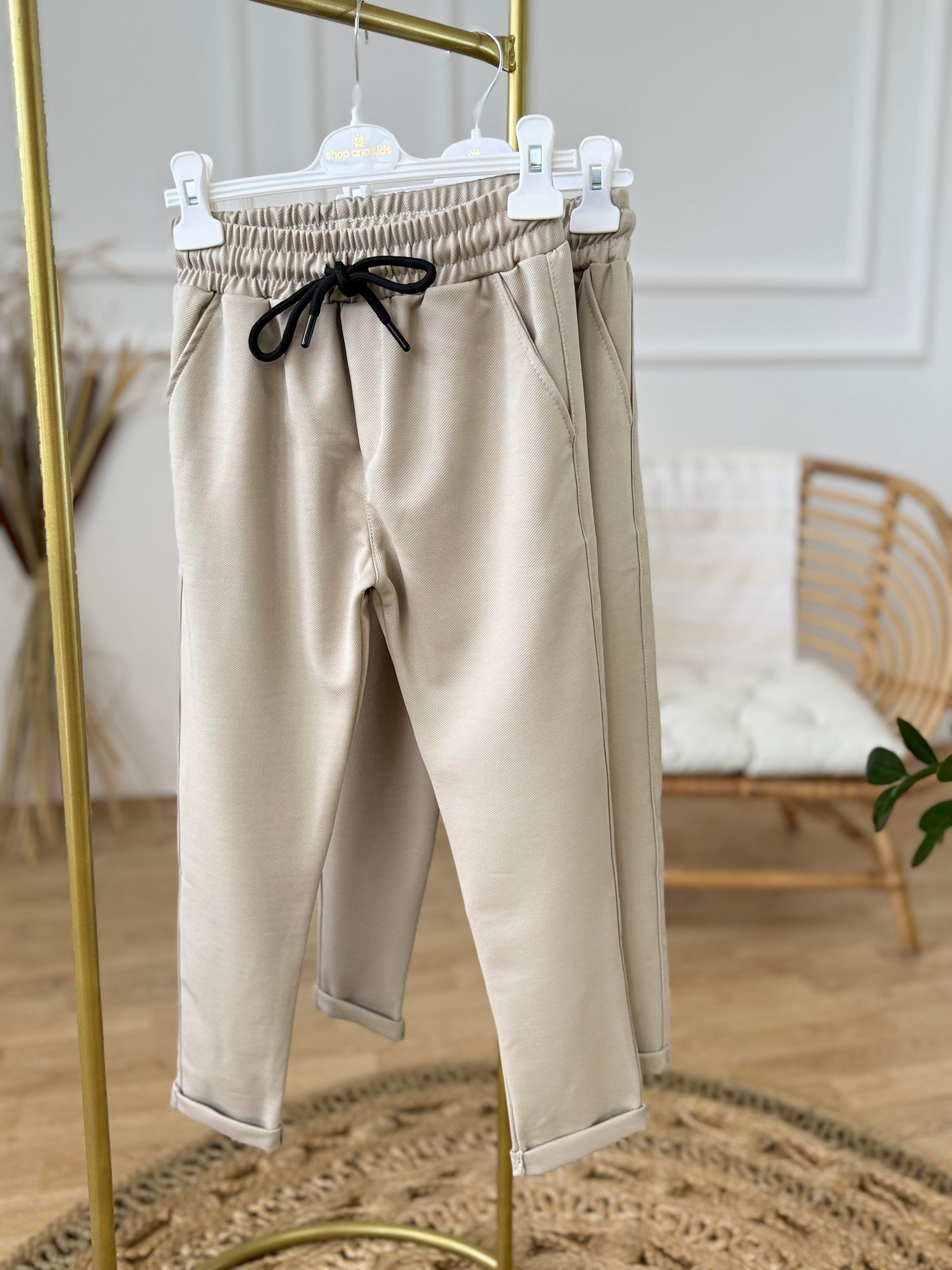 double Paça Bej Pantolon (6-16 yaş)