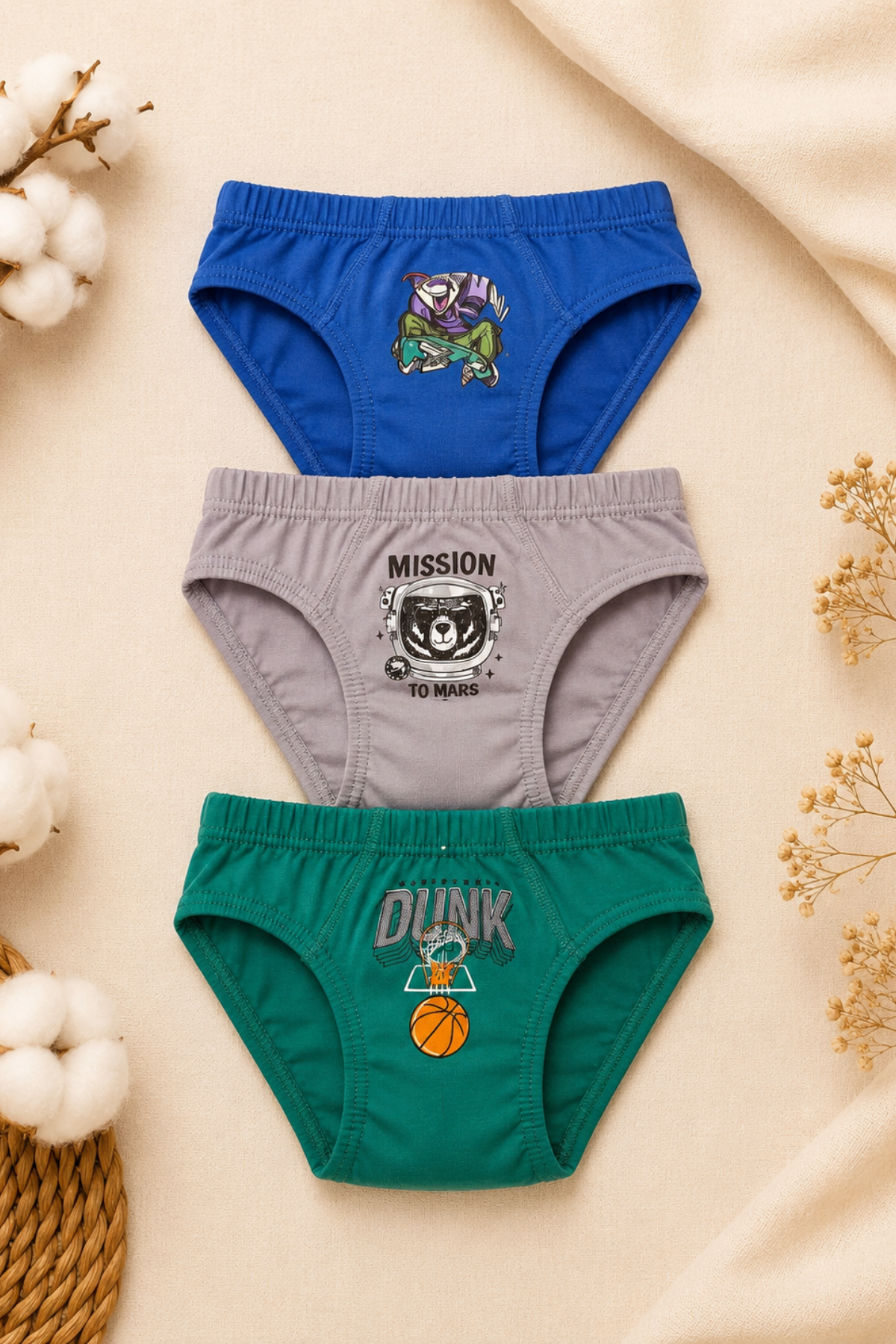 Erkek Çocuk 3 lü Slip Set- Asorti (3-12 yaş aralığı)