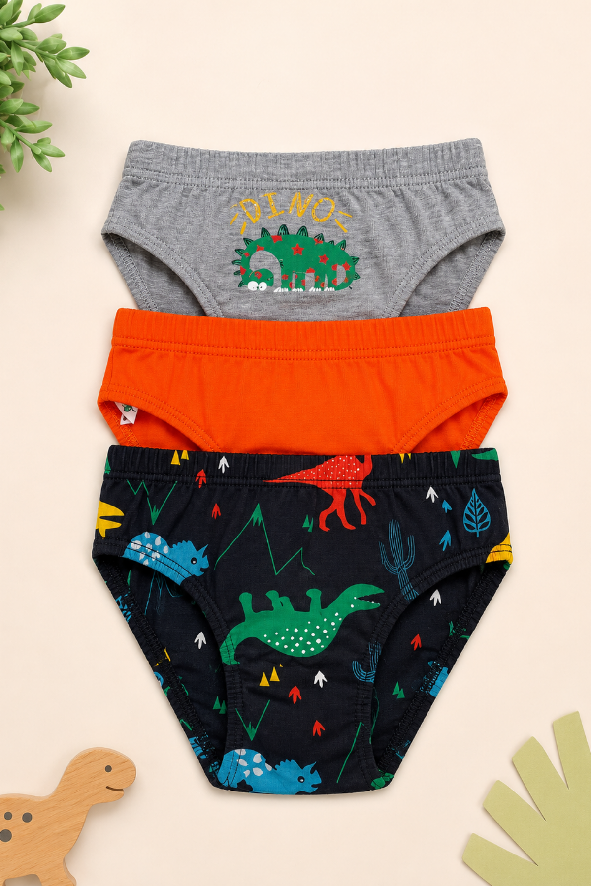 Erkek Çocuk 3 lü Slip Set- Dinazor Desen  (3-10yaş aralığı)